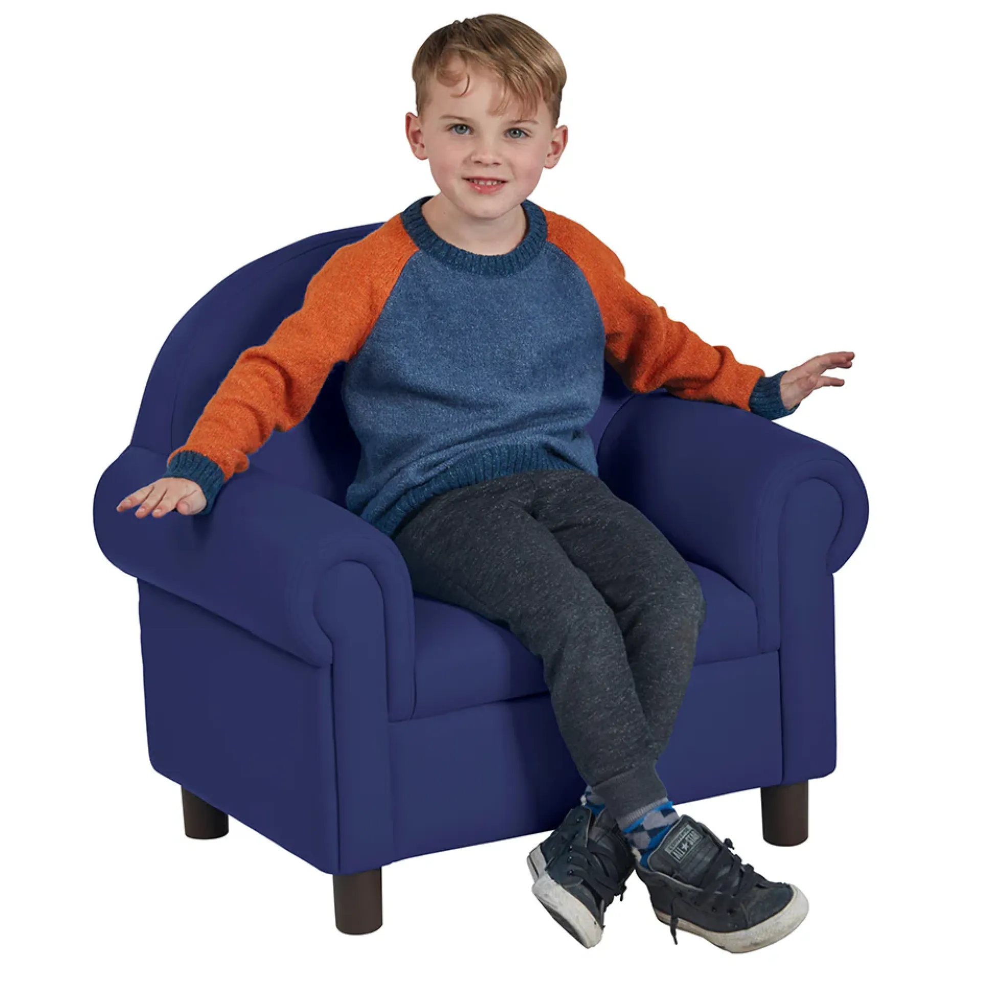 Little Lux Navy Preschool Chair & Sofa Set | Adjustable Faux Leather Kids’ Seating