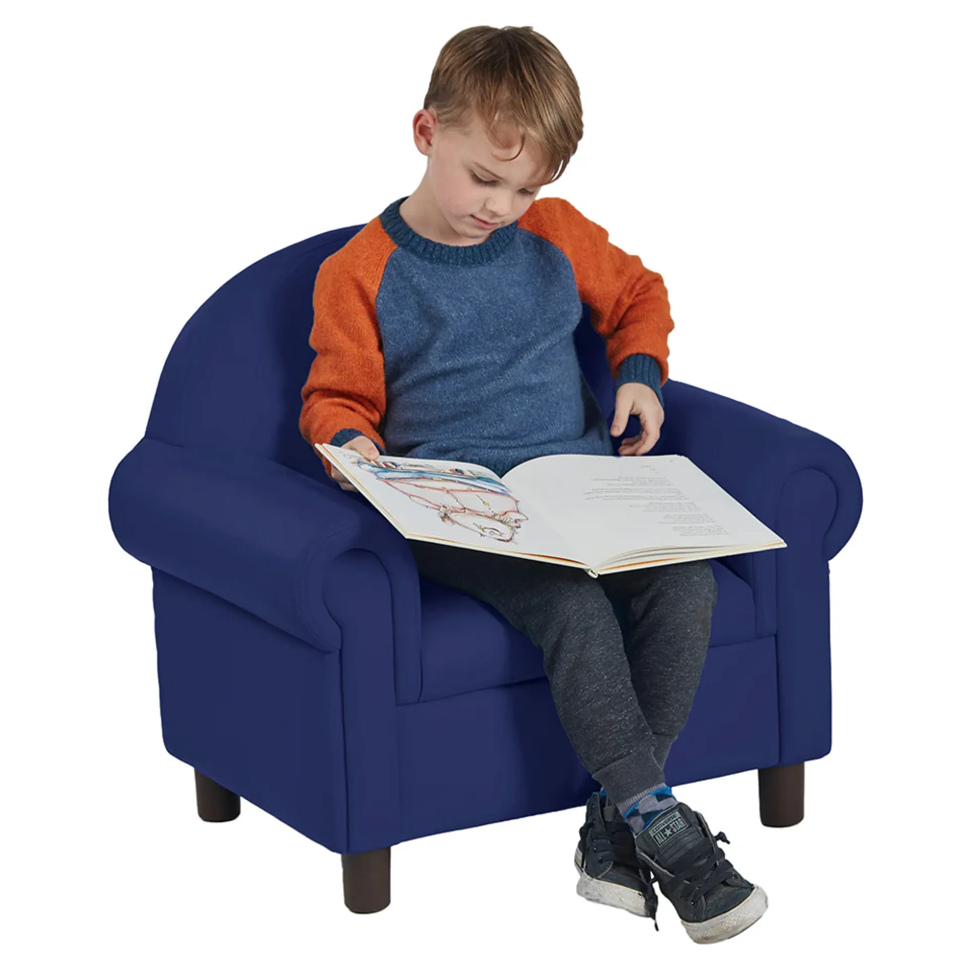 Little Lux Navy Preschool Chair & Sofa Set | Adjustable Faux Leather Kids’ Seating