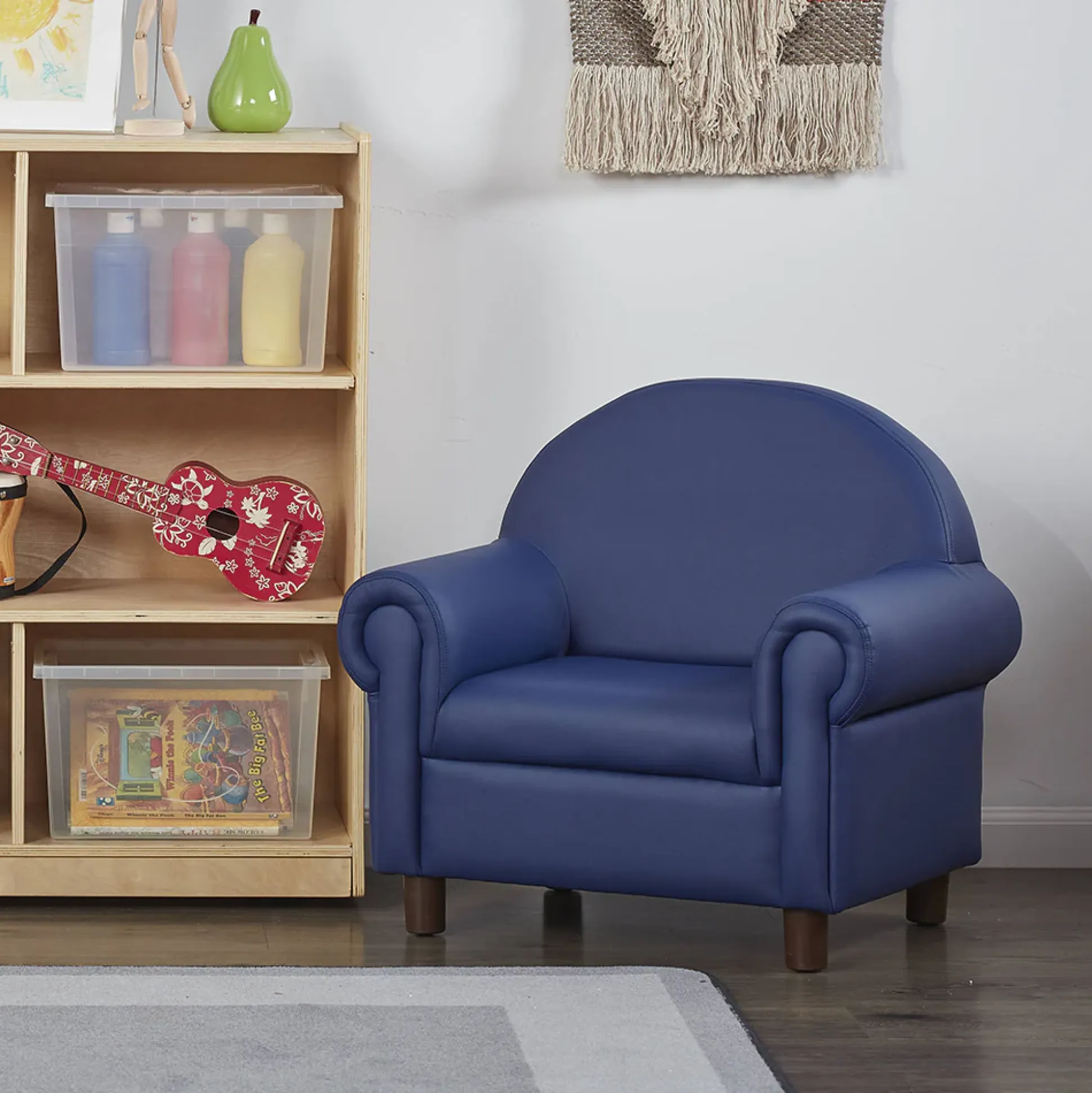 Little Lux Navy Preschool Chair & Sofa Set | Adjustable Faux Leather Kids’ Seating