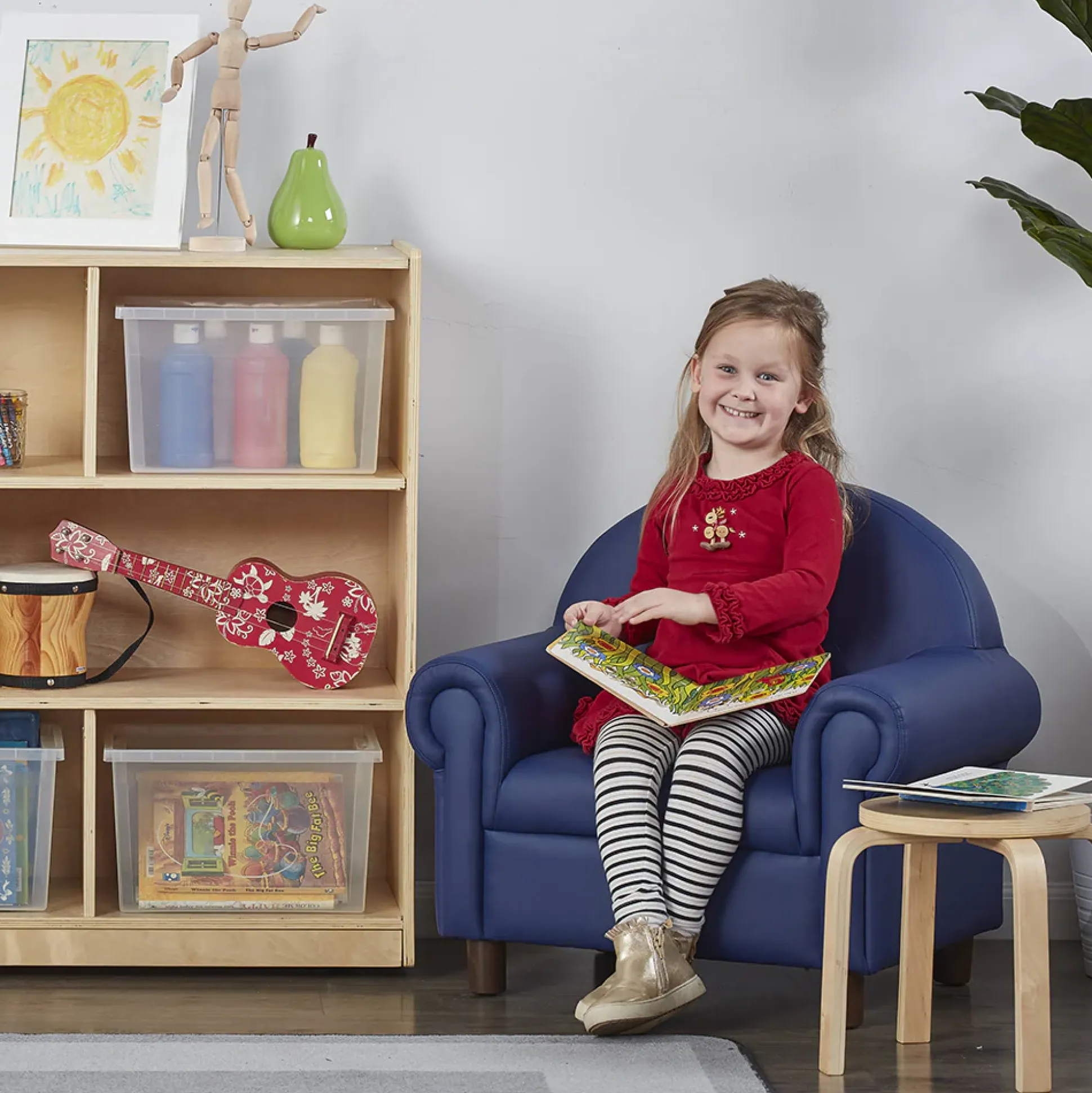 Little Lux Navy Preschool Chair & Sofa Set | Adjustable Faux Leather Kids’ Seating