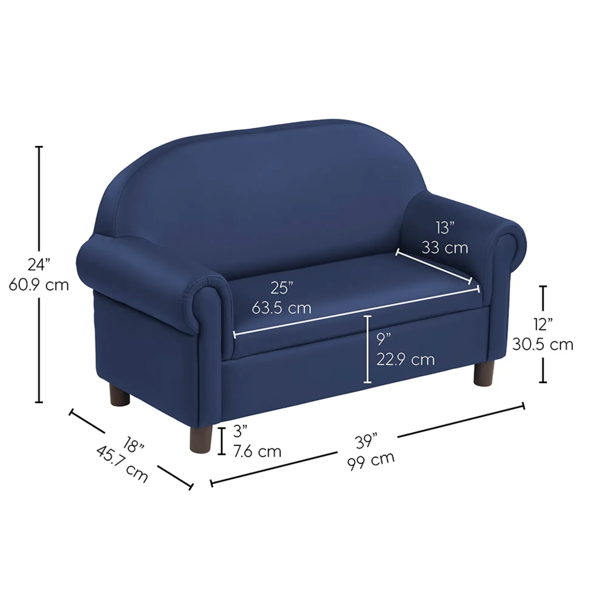 Little Lux Navy Preschool Chair & Sofa Set | Adjustable Faux Leather Kids’ Seating