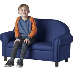 Little Lux Navy Preschool Chair & Sofa Set | Adjustable Faux Leather Kids’ Seating