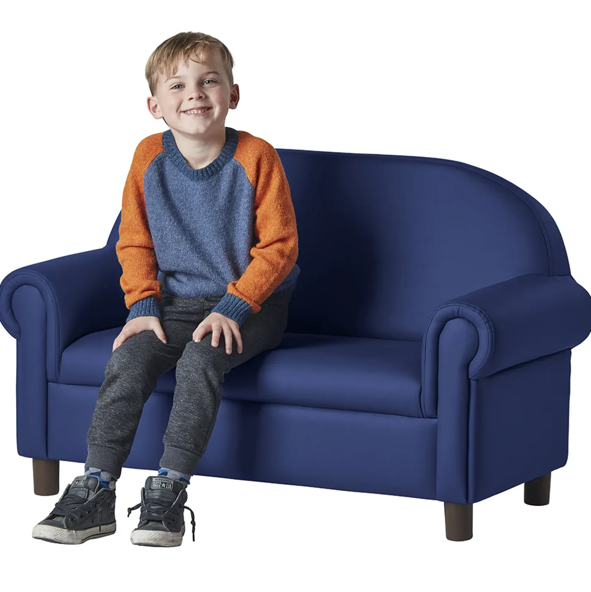 Little Lux Navy Preschool Chair & Sofa Set | Adjustable Faux Leather Kids’ Seating