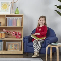 Little Lux Navy Preschool Lounge Chair | Adjustable Kids’ Soft Seat for Reading & Relaxation