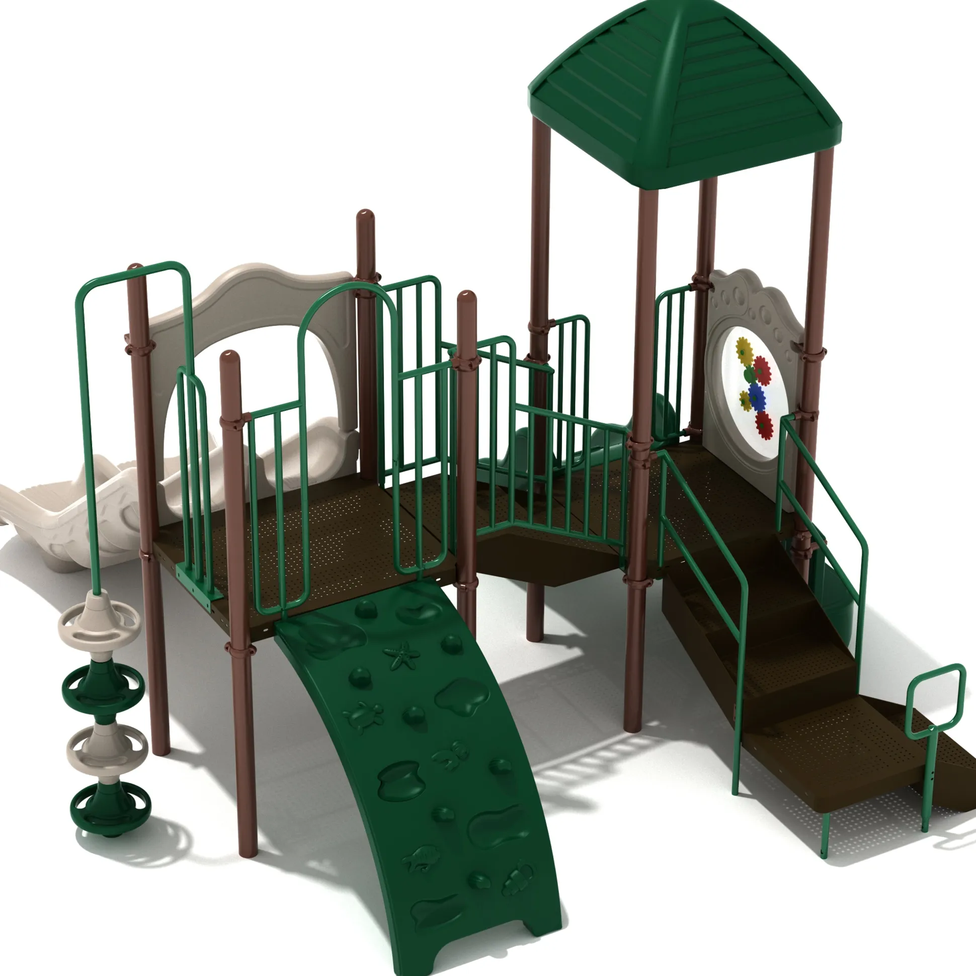 Los Arboles Multi-Climber Playground Set | Outdoor Play Structure with Double Slide, Activity Panels & Shade Roof for Ages 2–12