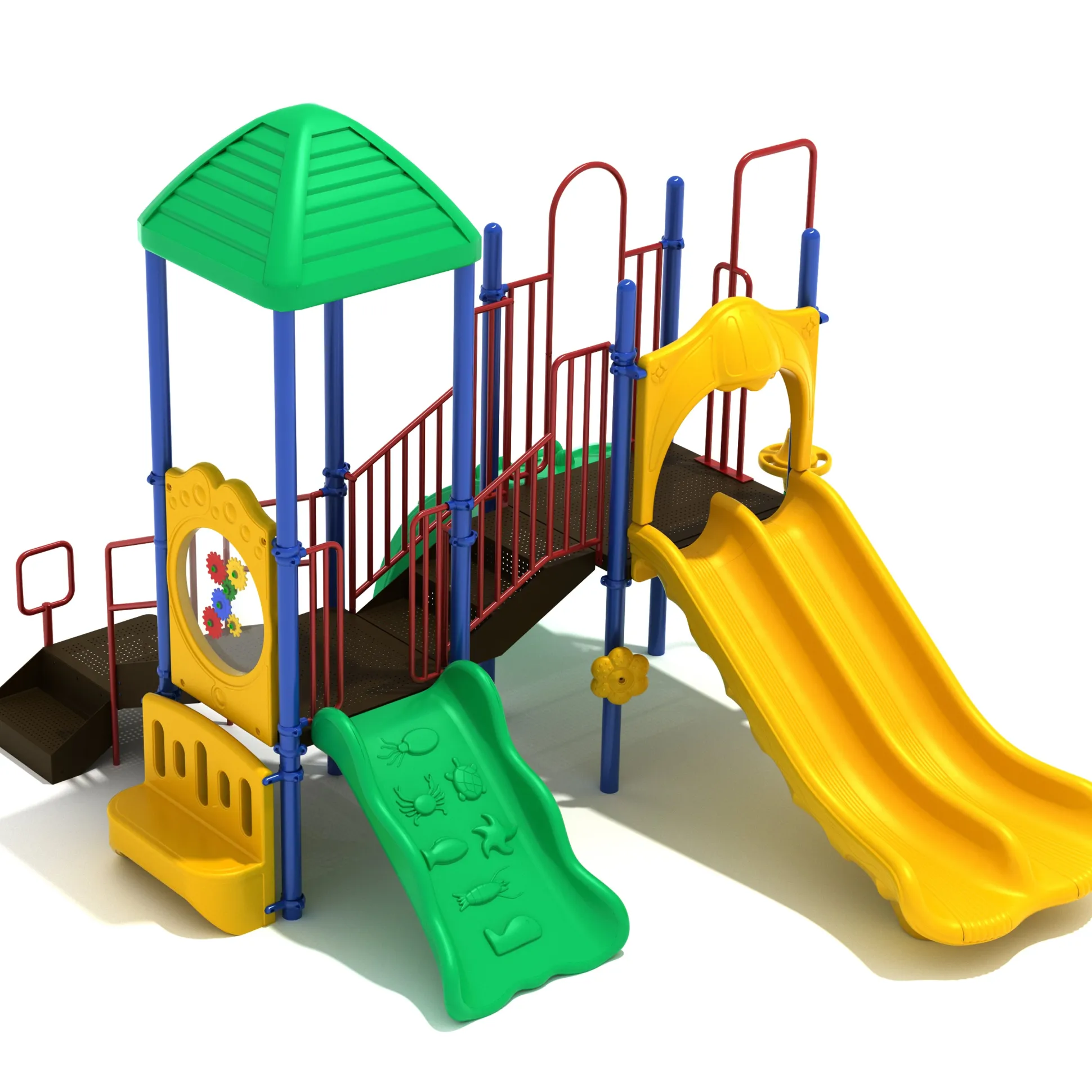 Los Arboles Multi-Climber Playground Set | Outdoor Play Structure with Double Slide, Activity Panels & Shade Roof for Ages 2–12