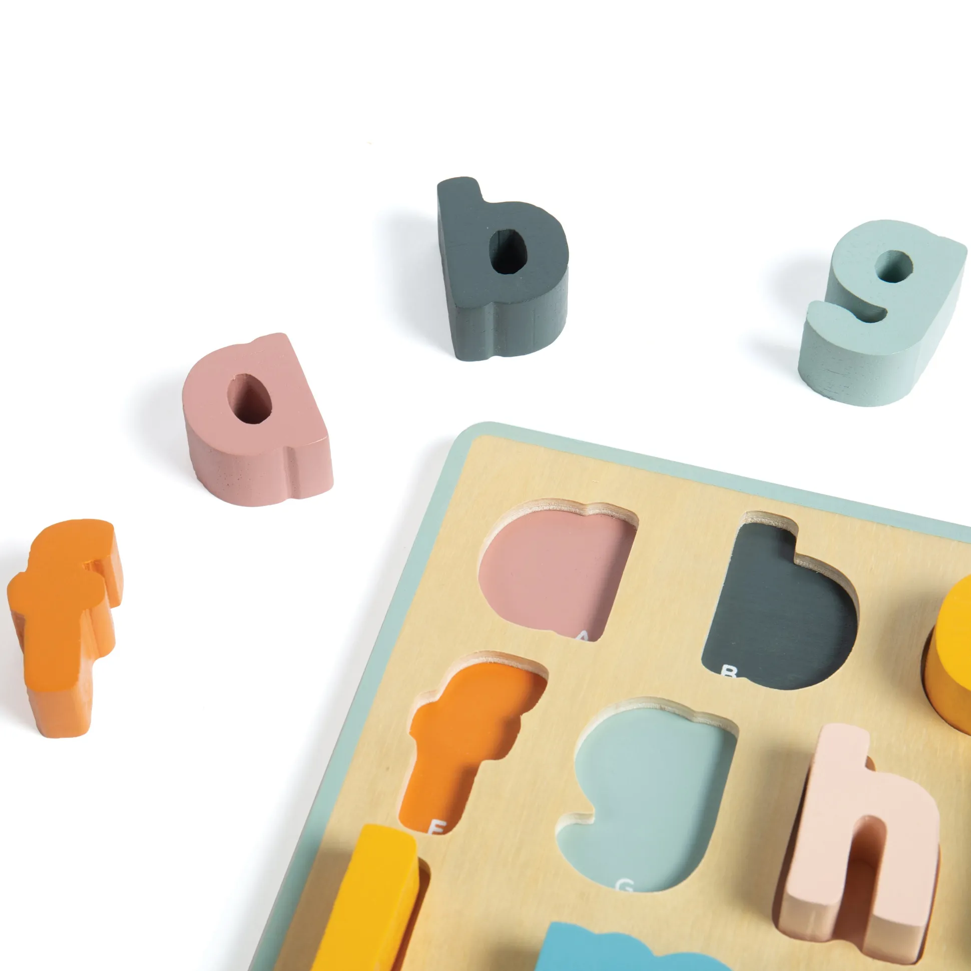 Lowercase Alphabet Wooden Puzzle | 26 Piece ABC Learning Board with Color-Matched Letters