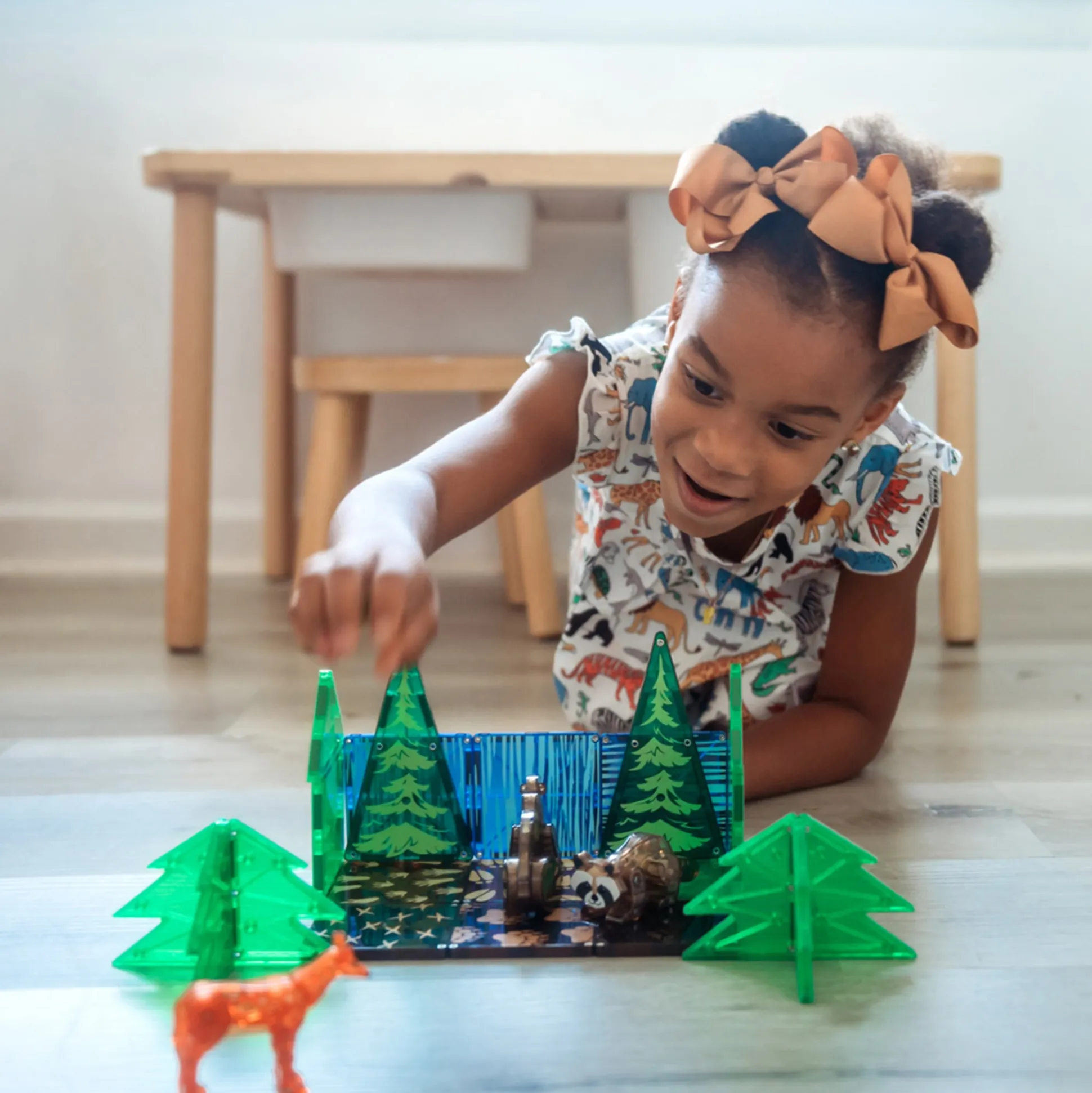 Magna-Tiles Forest Adventure Set | 25-Piece Magnetic Building Tiles with Woodland Animals