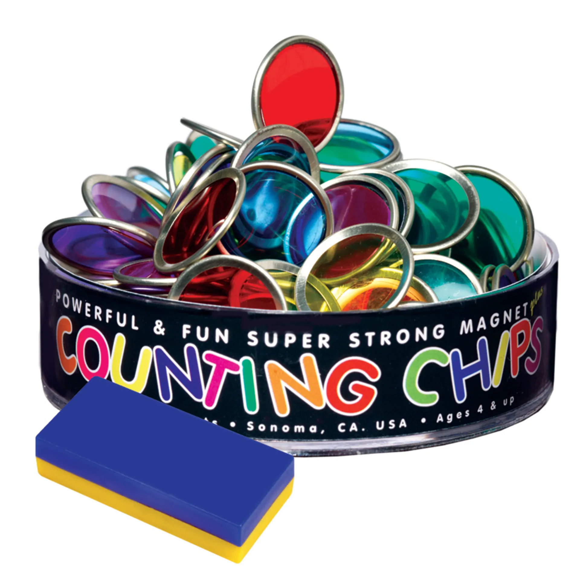 Magnetic Counting Chips & Block Magnet Set | 75-Piece STEM Learning Kit