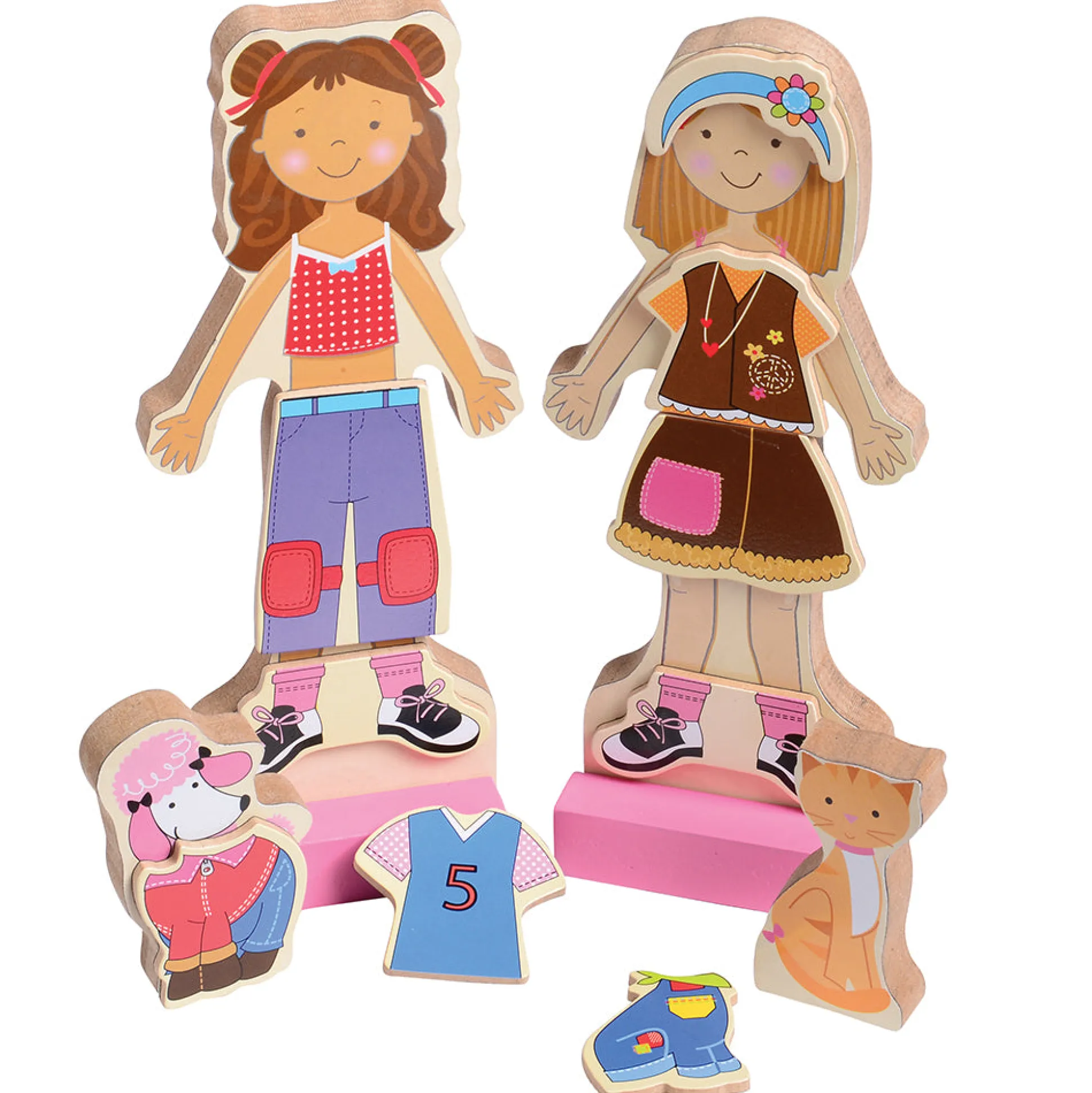 Magnetic Dress-Up Dollhouse with 60 Outfits – Wooden Pretend Play Set for Kids Ages 3+