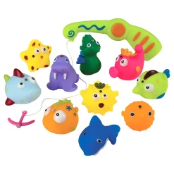 Magnetic Fishing Game with 10 Soft Sea Creatures, Fishing Pole & Draining Net