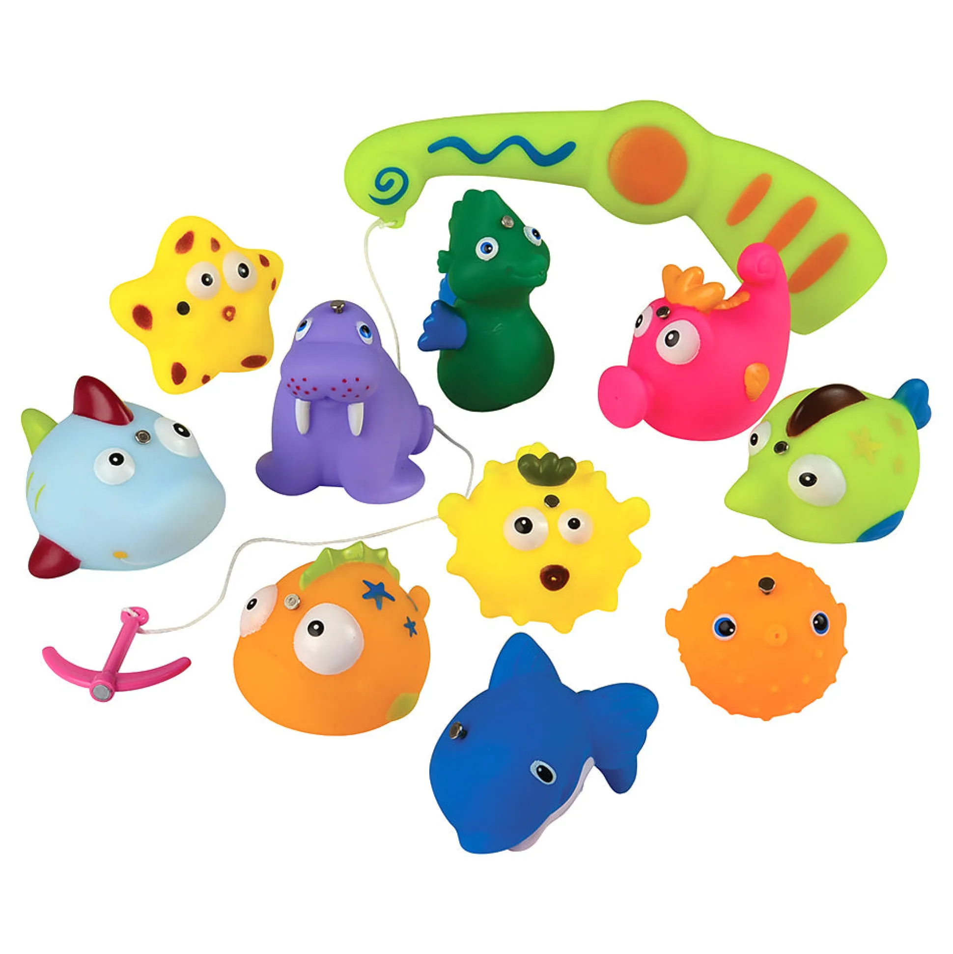 Magnetic Fishing Game with 10 Soft Sea Creatures, Fishing Pole & Draining Net