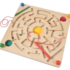 Magnetic Maze Game | 12" Wooden Activity Board with Attached Magnetic Wands