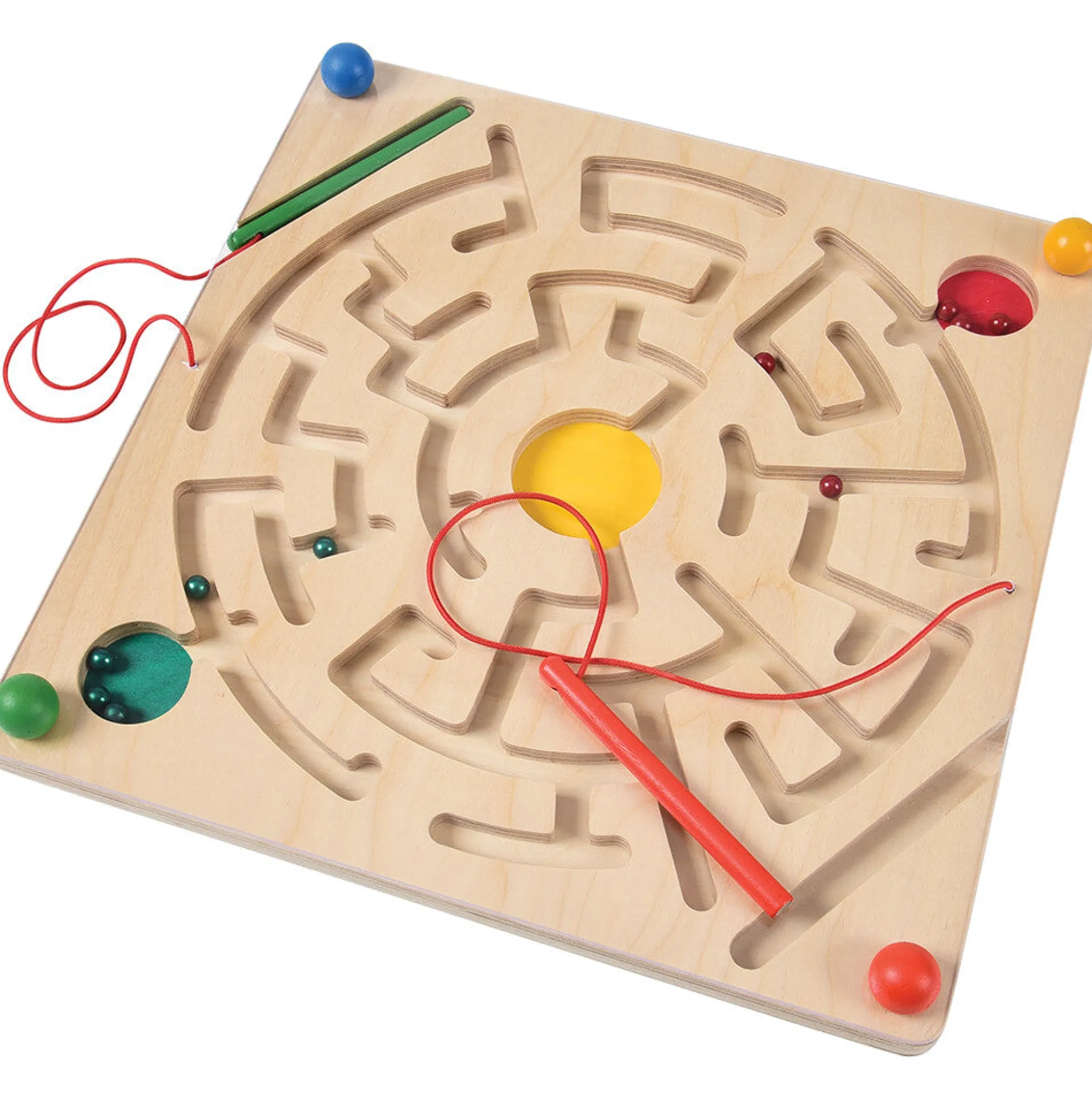 Magnetic Maze Game | 12" Wooden Activity Board with Attached Magnetic Wands