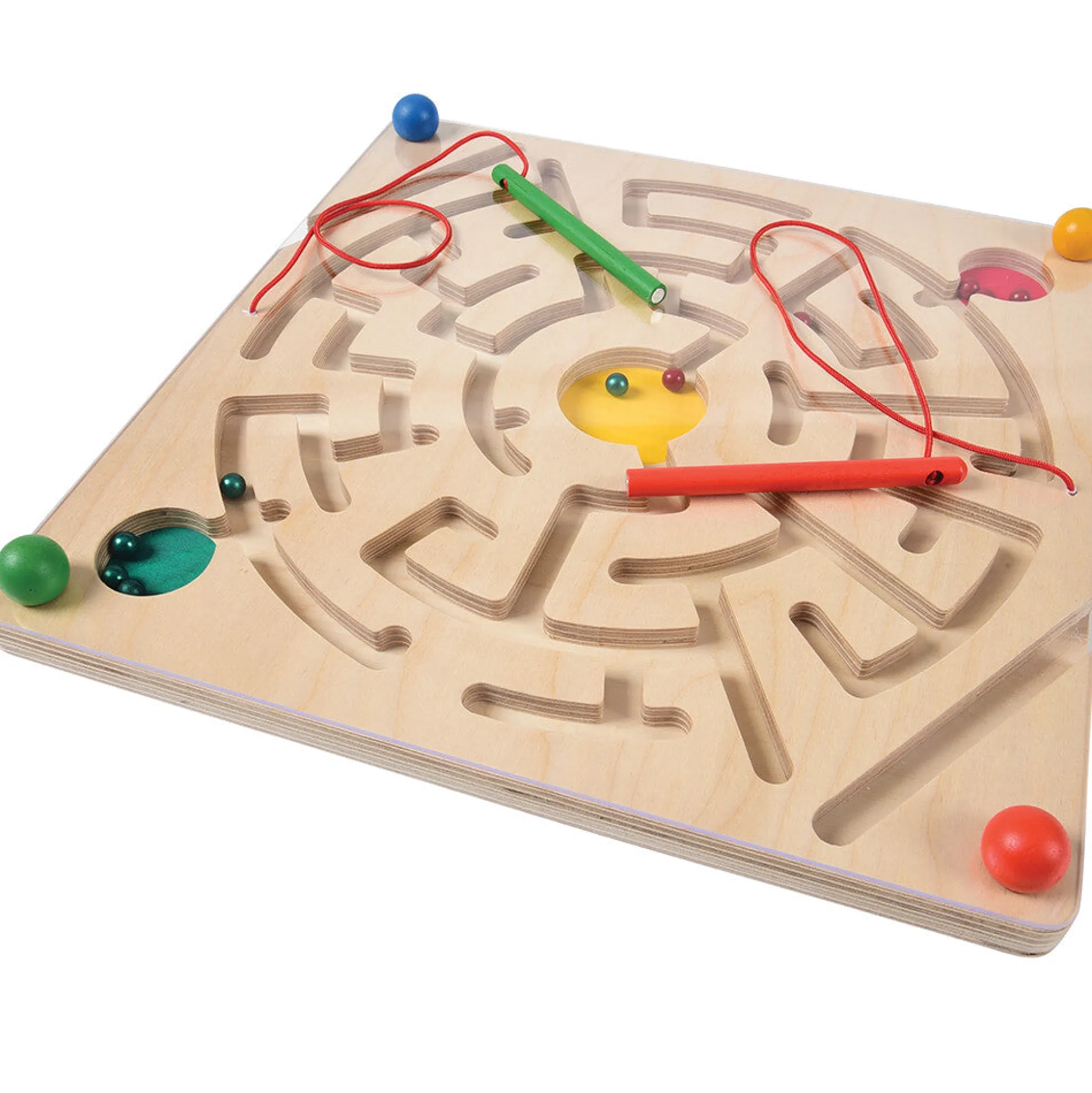 Magnetic Maze Game | 12" Wooden Activity Board with Attached Magnetic Wands