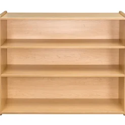 Maple-Toned Classroom Tall Storage Shelf with 3 Fixed Shelves