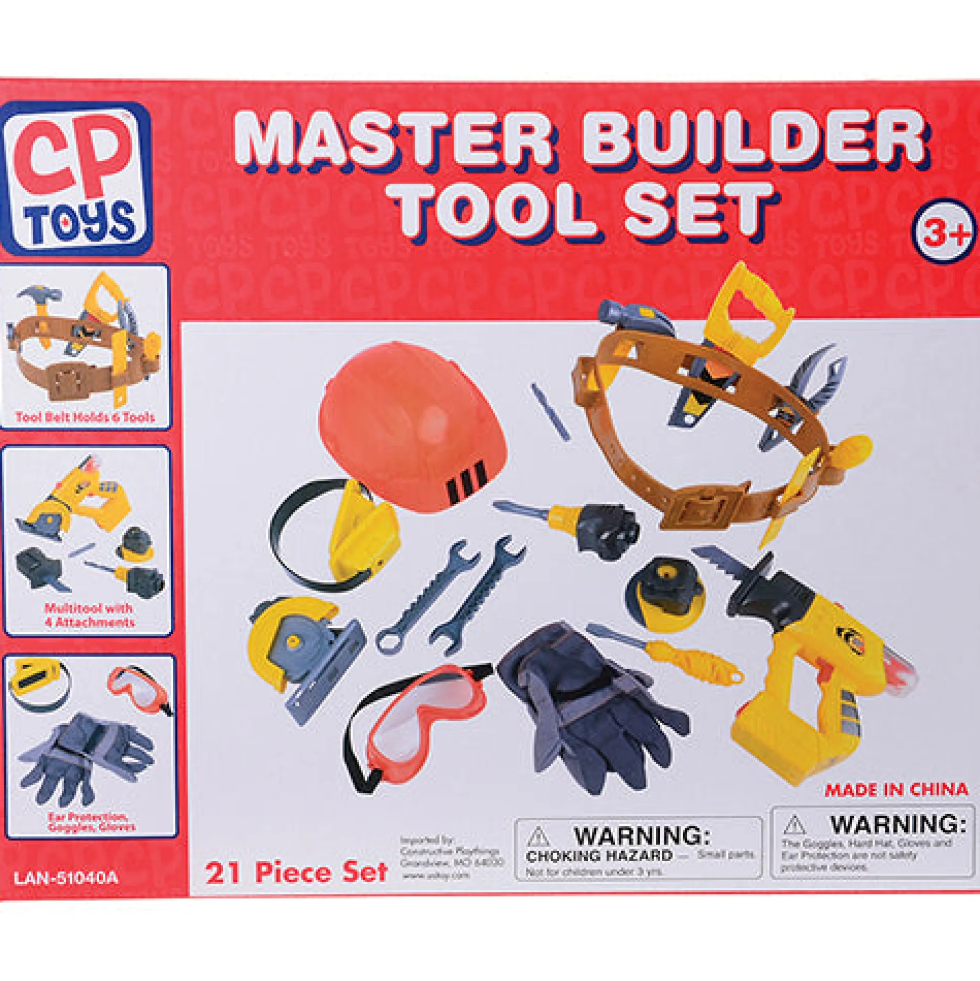 Master Builder's Tool Set | 21-Piece Pretend Play Kit with Hard Hat, Toolbelt, and 4-in-1 Multitool