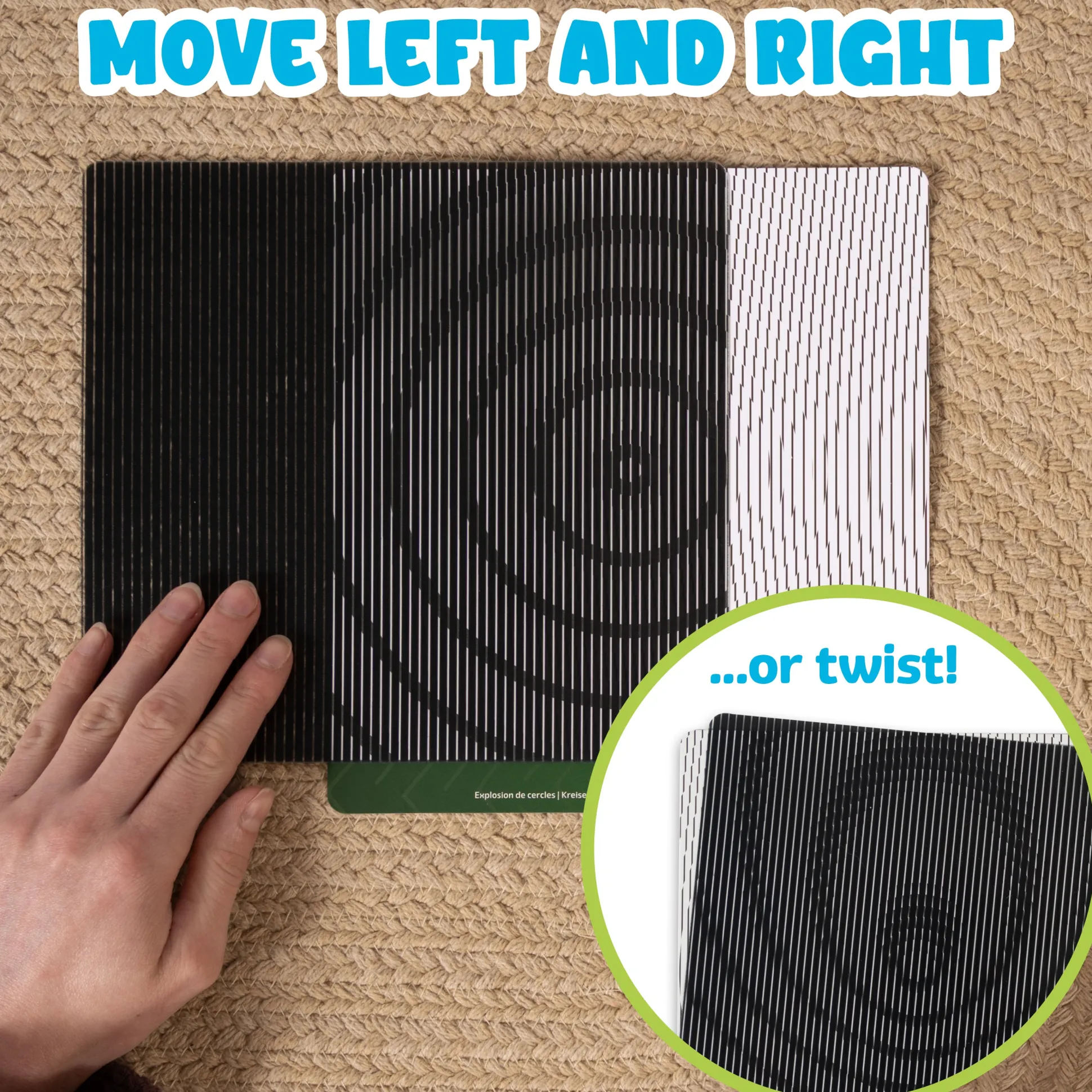 Mindful Motions Exploration & Discovery Sensory Cards | 24 Optical Illusion Cards with Motion Sliders