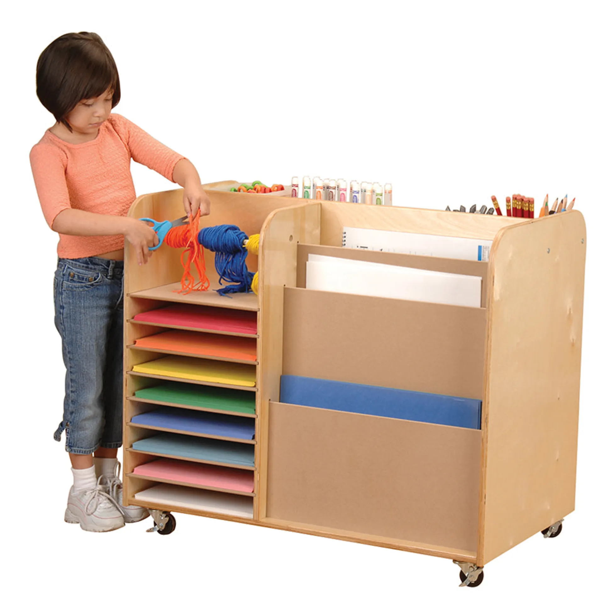 Mobile Art Supplies Cart with Storage & Shelves