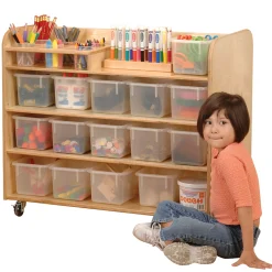 Mobile Art Supplies Cart with Storage & Shelves