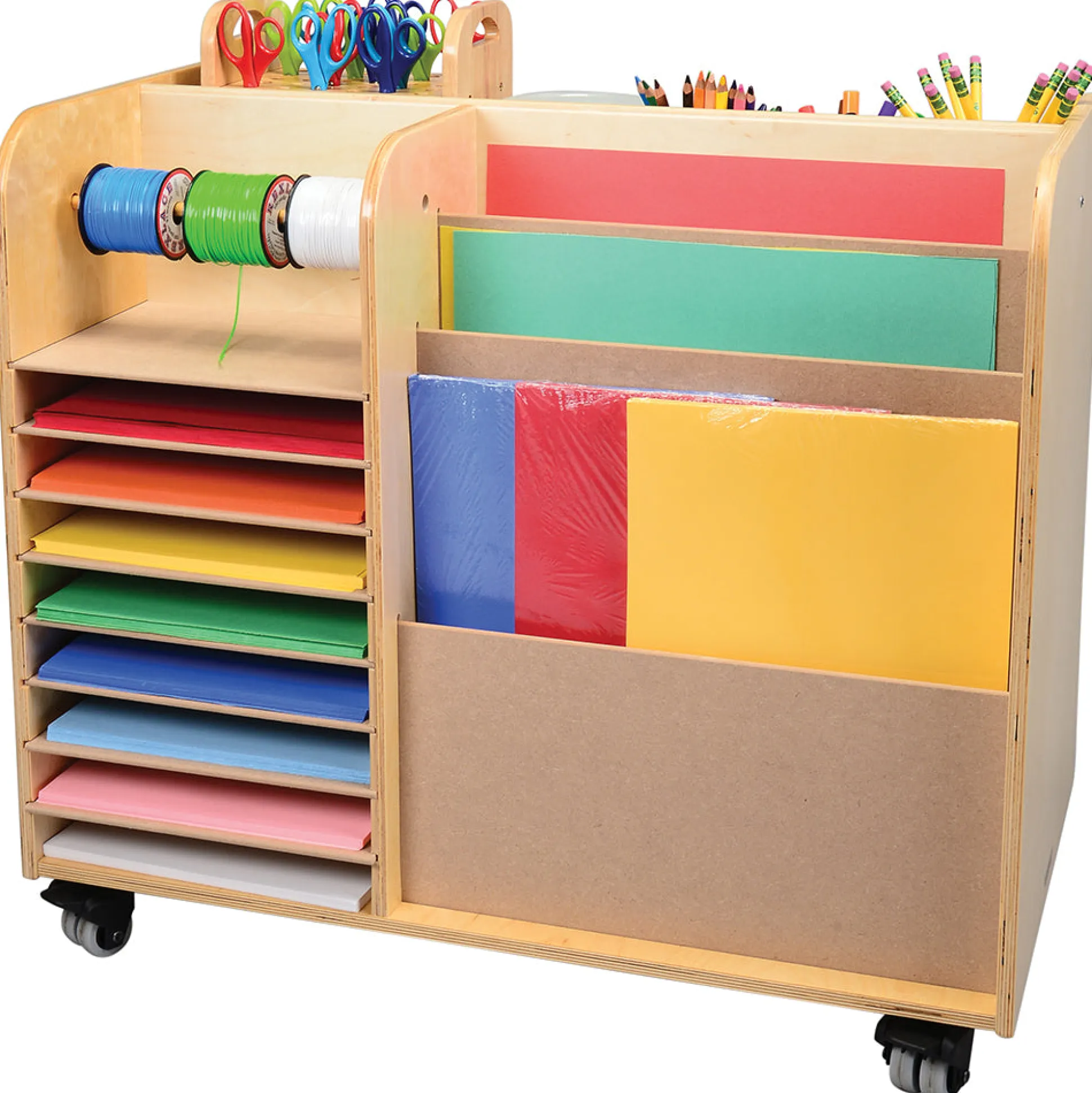 Mobile Art Supplies Cart with Storage & Shelves