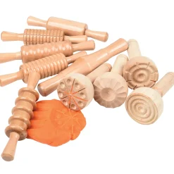 Montessori Wood Dough Tools | Sensory Play with Rolling Pins & Stampers