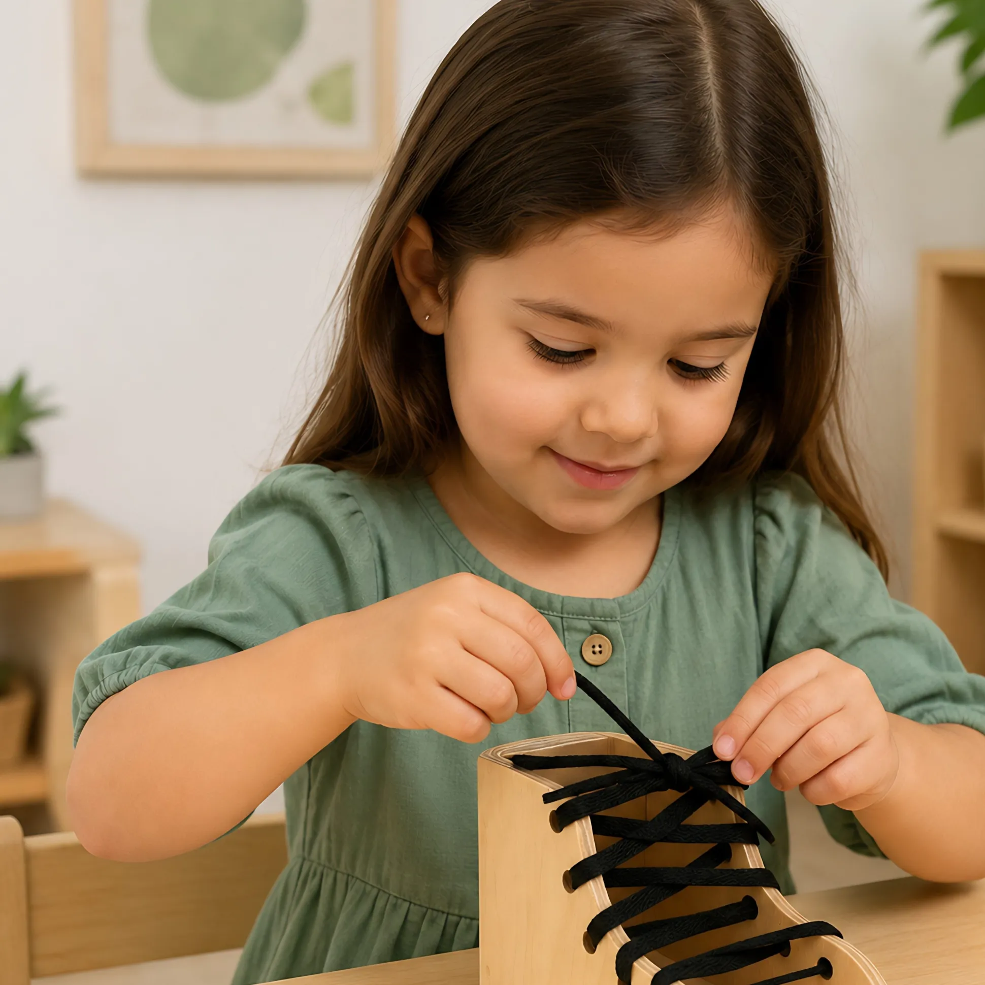Montessori Wooden Lacing Boot