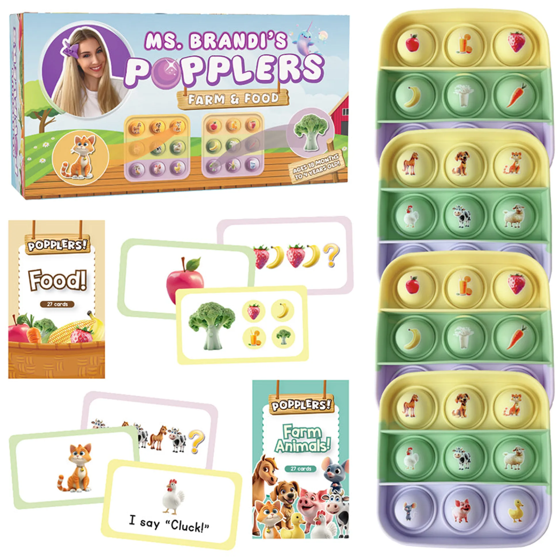 Ms. Brandi’s Popplers Matching Game | First Words Fidget Fun 54-Piece Set