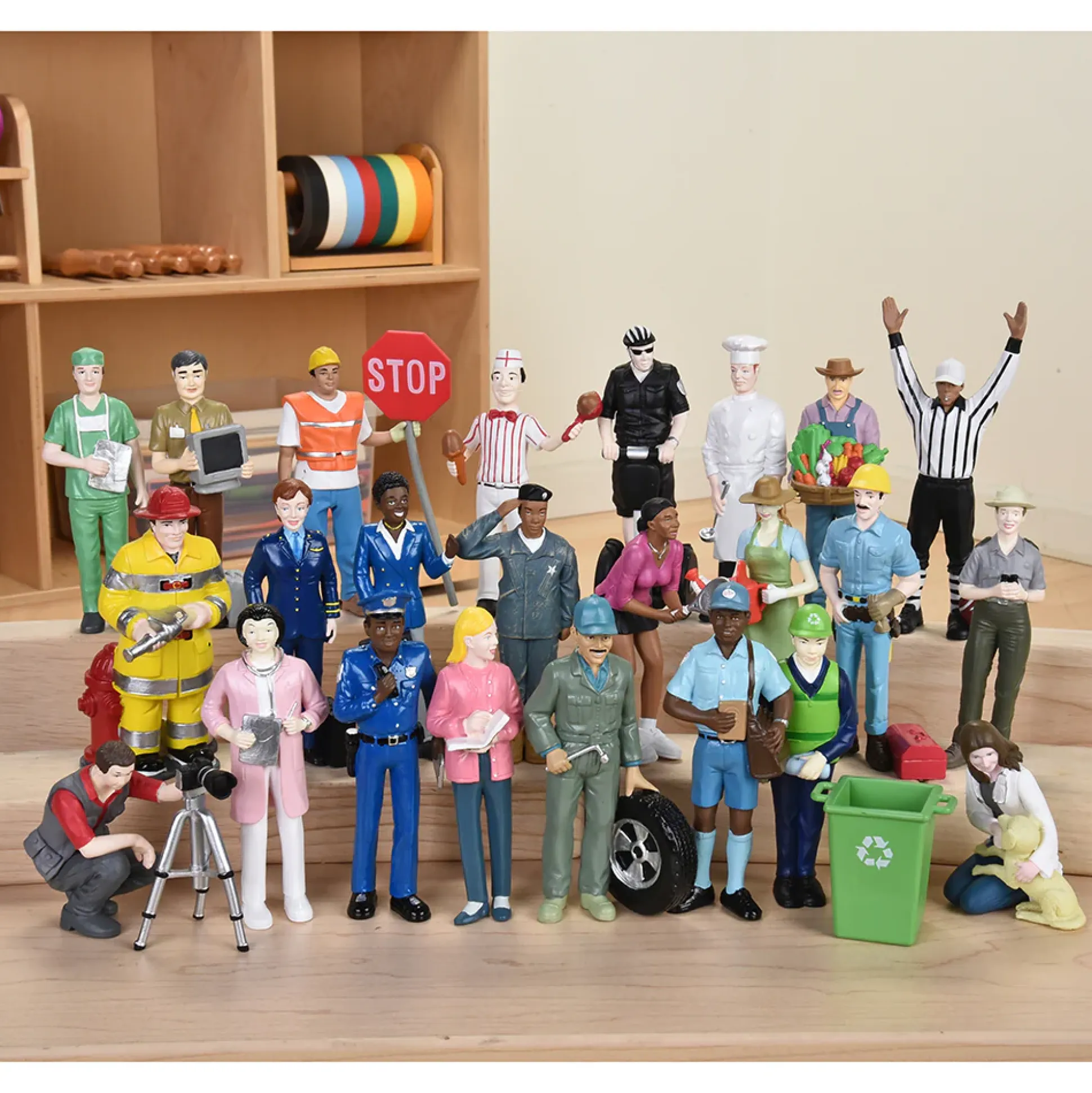 Multicultural Community Helpers Playset | 24 Career Figures for Block Play