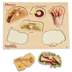 Multicultural Food Puzzles - Set of 5 | Global Cuisine Toddler Peg Puzzles