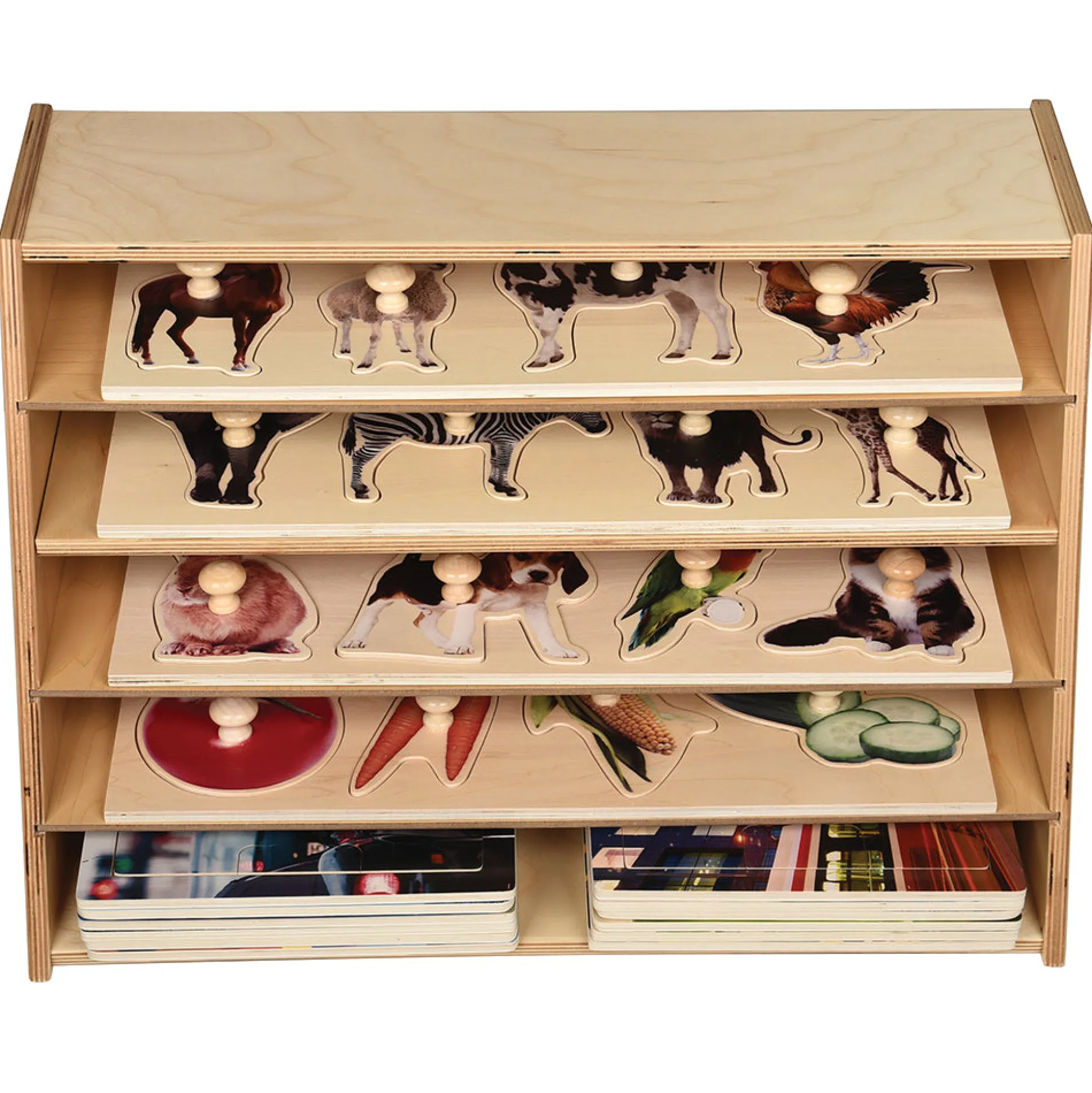 Multi-Level Puzzle Storage Station | Extra Wide Wooden Organizer for Puzzles