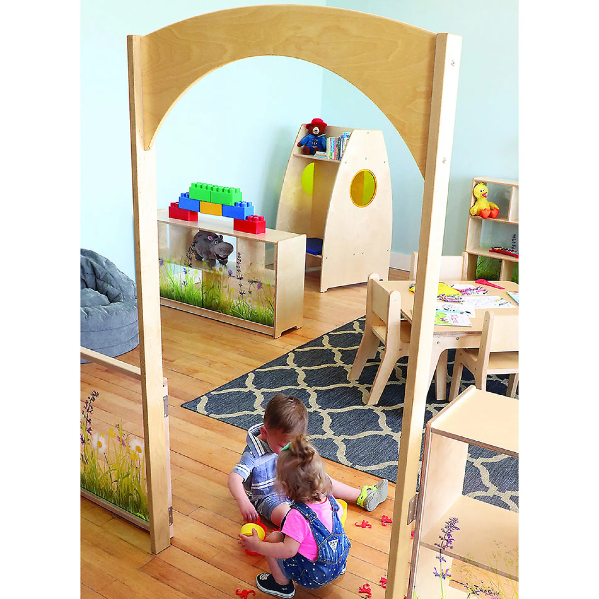 Nature View Adult-Height Divider Archway | Biophilia-Inspired Early Education Room Entry