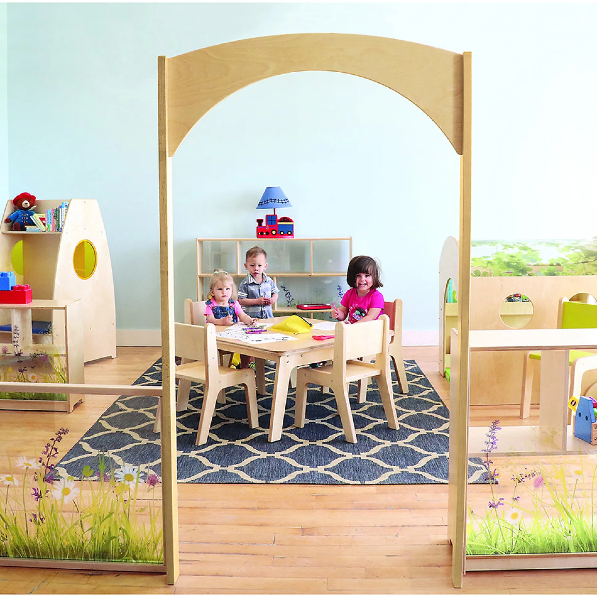 Nature View Adult-Height Divider Archway | Biophilia-Inspired Early Education Room Entry