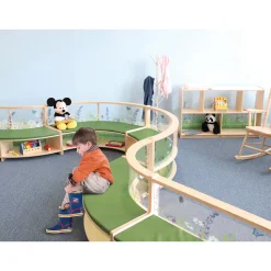 Nature View Curve-Out Reading Sofa with Book Storage | Flexible Biophilic Classroom Seating