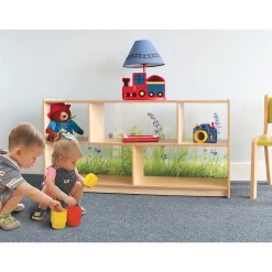 Nature View 24-inch Tall Toddler Storage Cabinet | Acrylic Back with Nature Scene & Safe Rounded Edges