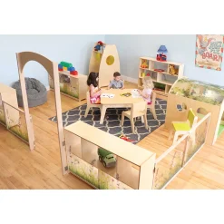 Nature View 24-inch Tall Toddler Storage Cabinet | Acrylic Back with Nature Scene & Safe Rounded Edges