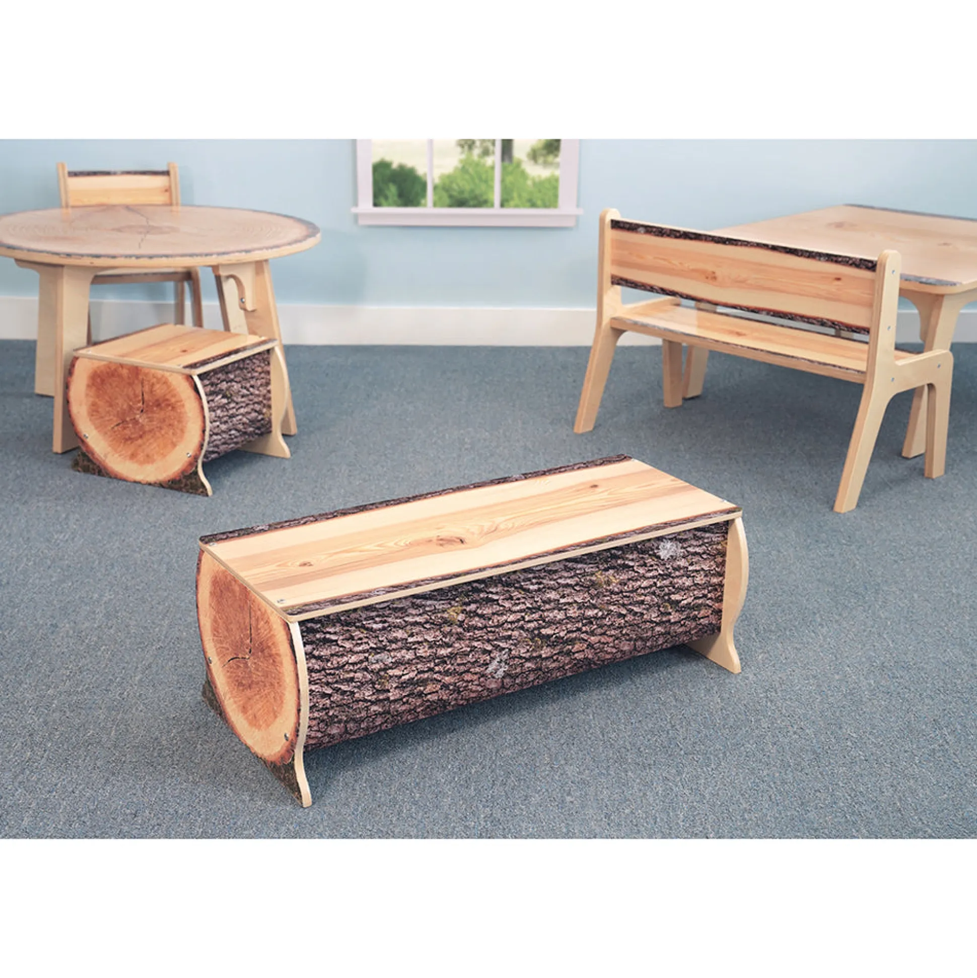 Nature View Kids Log Bench | 12" Live Edge Seating for Reading Corners & Activity Areas