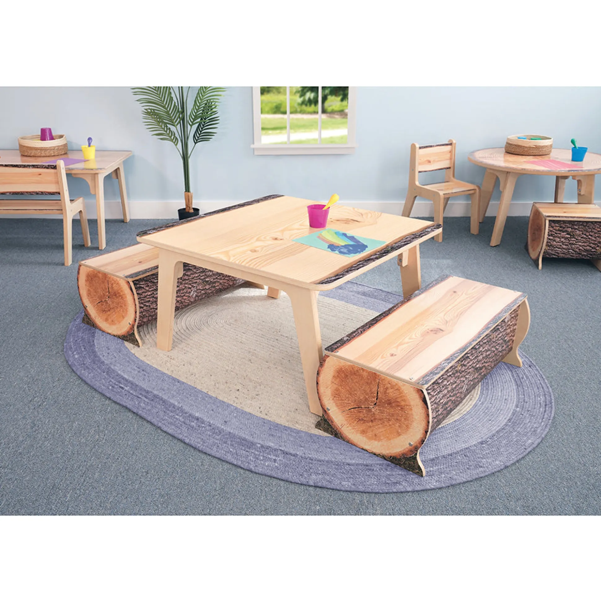 Nature View Kids Log Bench | 12" Live Edge Seating for Reading Corners & Activity Areas