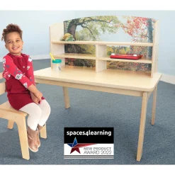Nature View Kids’ Writing Center | Biophilic Classroom Desk with Clear Panel & Storage