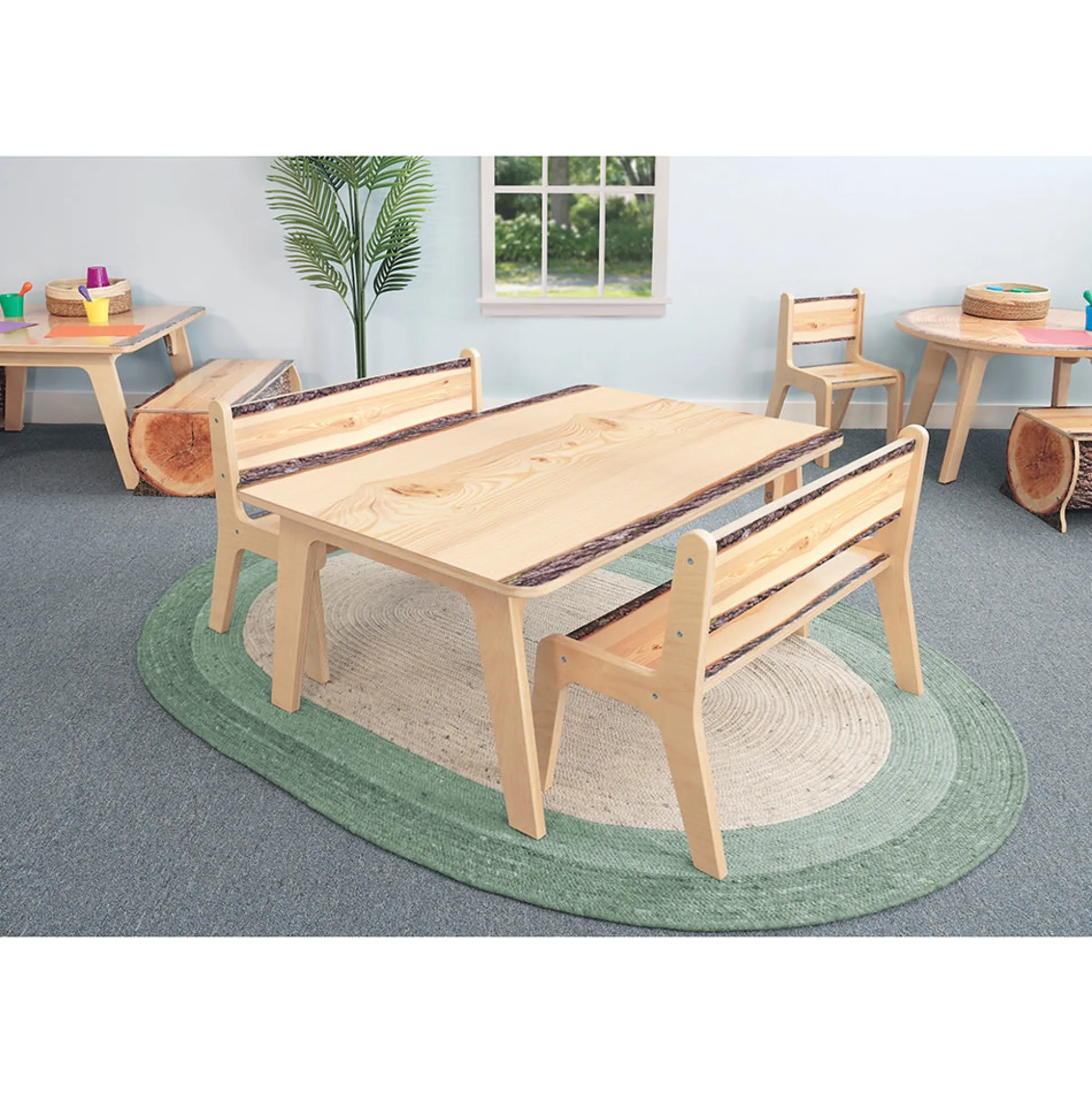 Nature View Live Edge Bench | 14" High Two-Child Nature-Inspired Seating