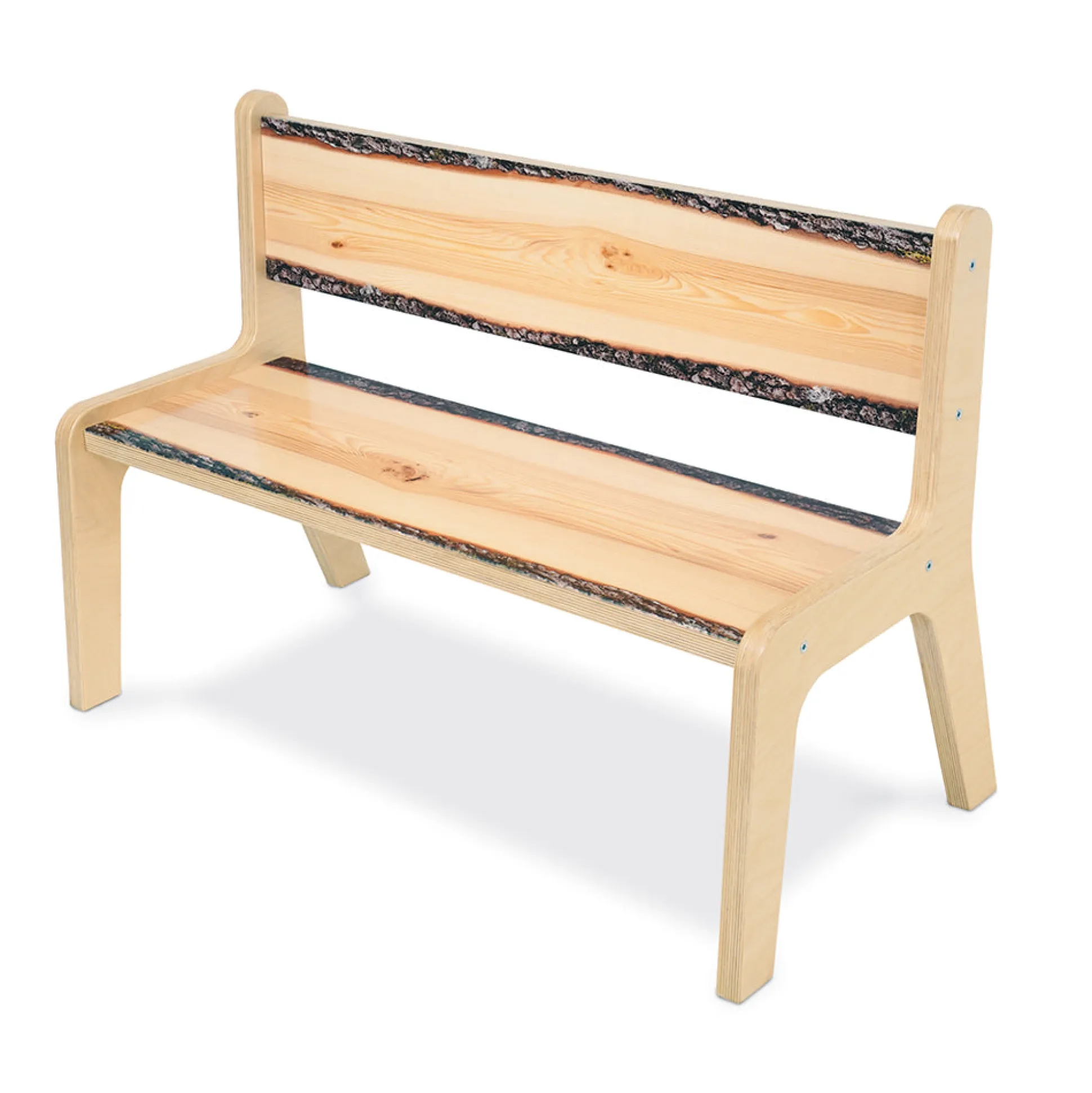 Nature View Live Edge Bench | 12"H Natural Wood-Inspired Two-Child Classroom Bench