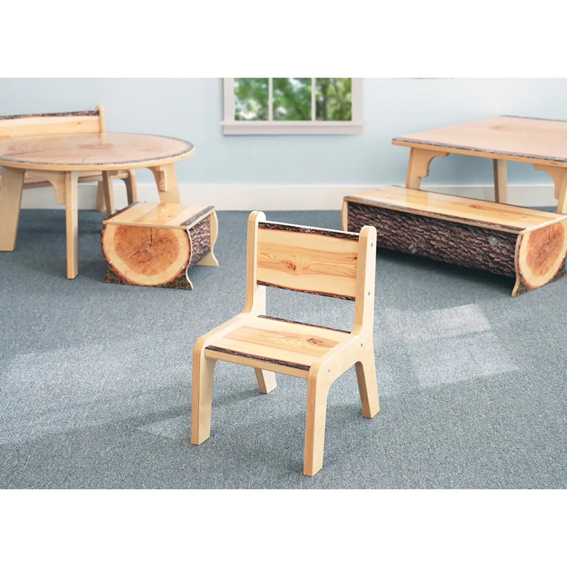 Nature View Live Edge Chair | 10" High Nature-Inspired Classroom Seating for Early Learners