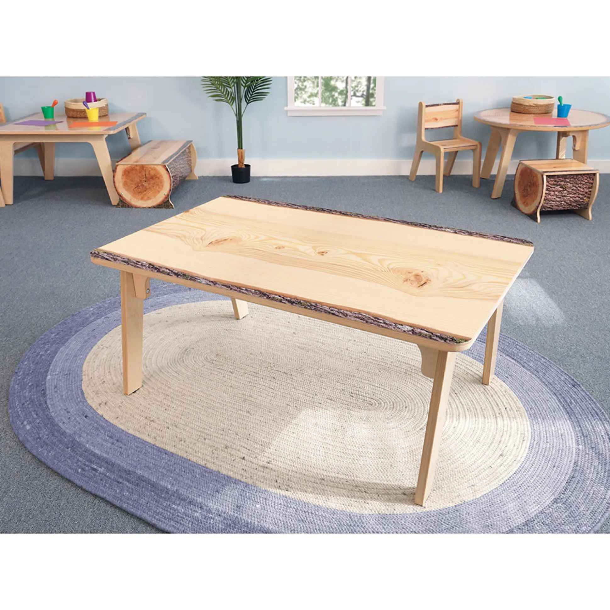 Nature View Live Edge Rectangle Activity Table | 20"H Natural Wood-Inspired Classroom Table