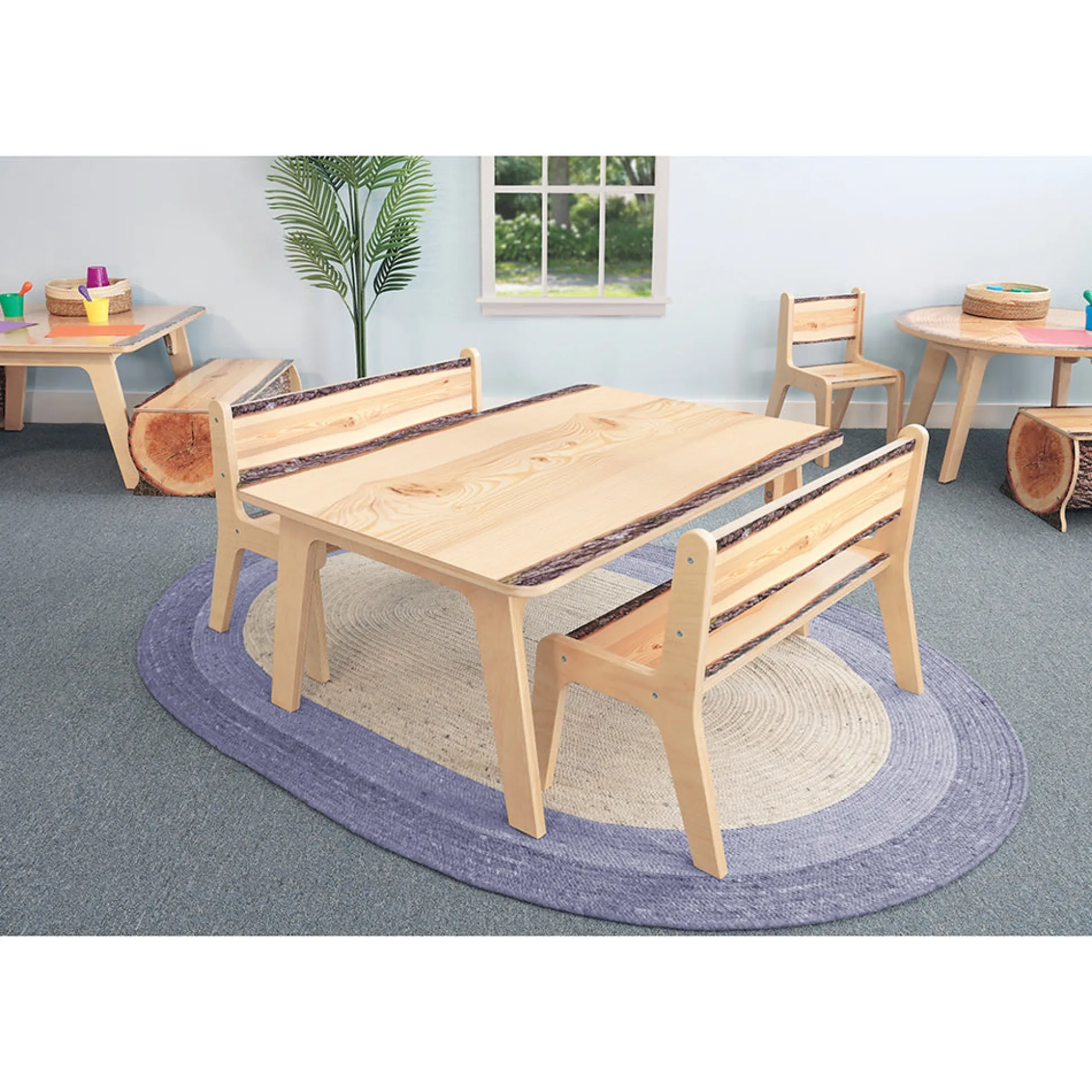 Nature View Live Edge Rectangle Activity Table | 20"H Natural Wood-Inspired Classroom Table