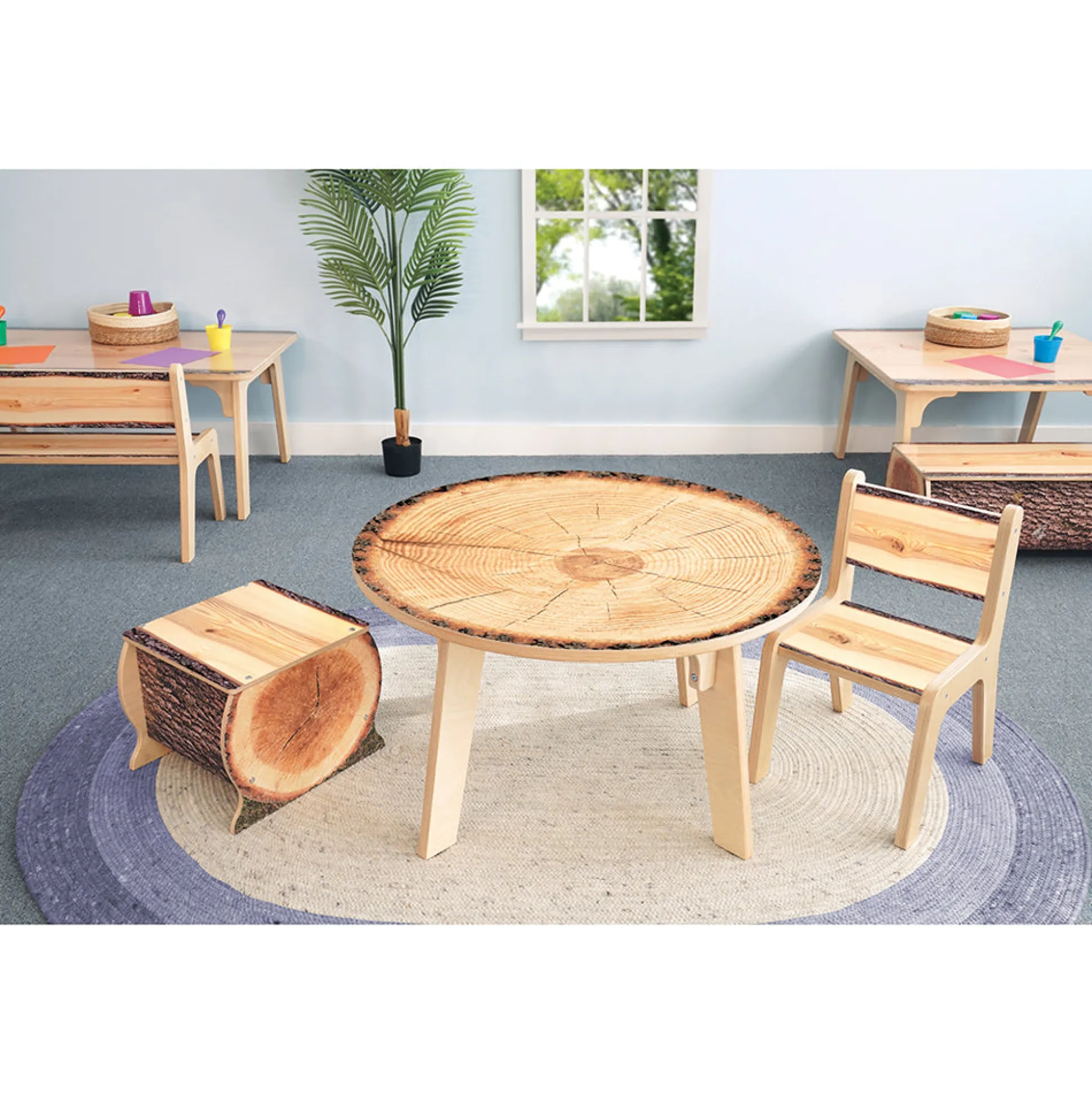 Nature View Live Edge Round Activity Table | 20"H Realistic Wood-Inspired Early Learning Classroom Table