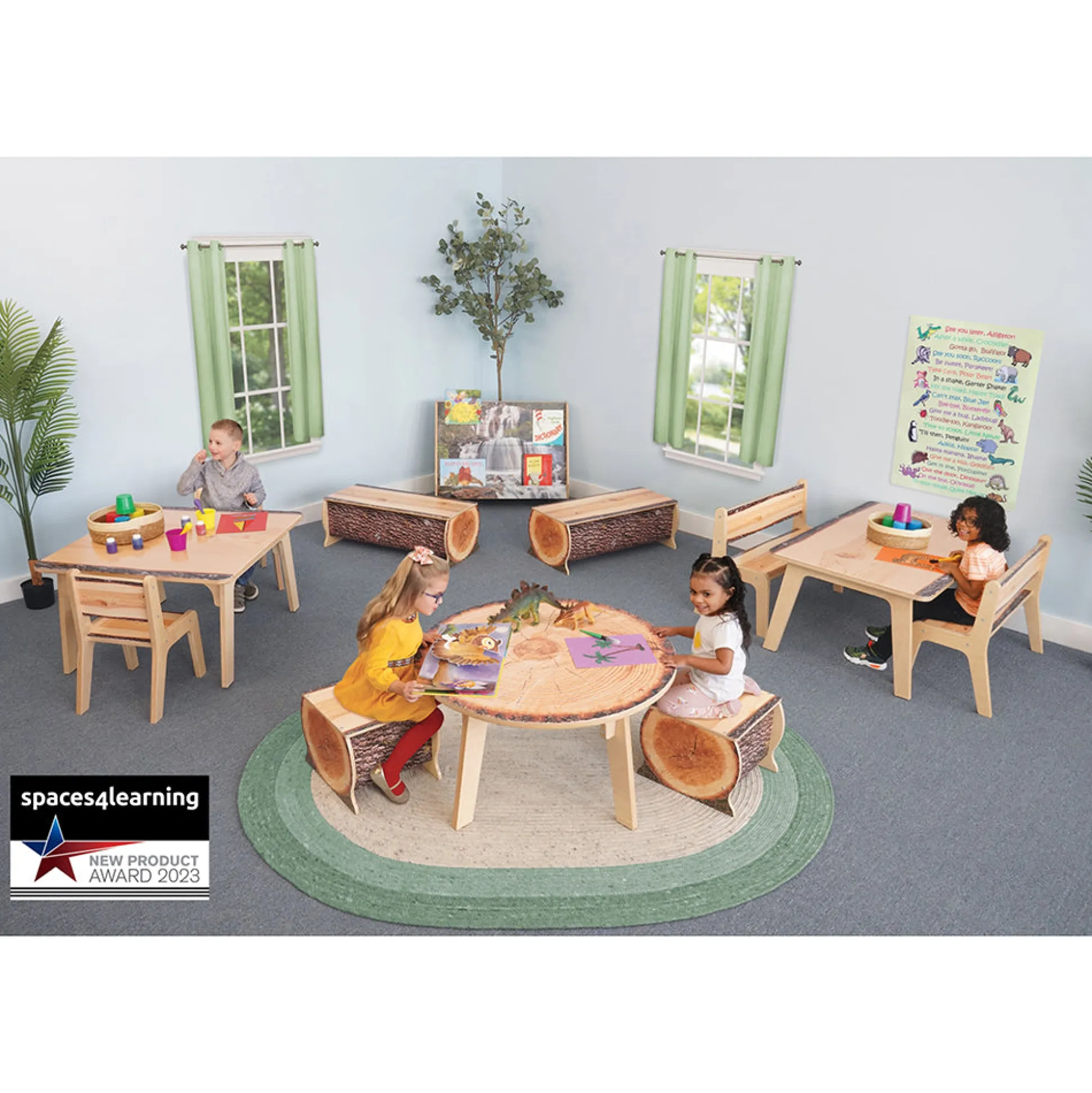 Nature View Live Edge Round Activity Table | 20"H Realistic Wood-Inspired Early Learning Classroom Table