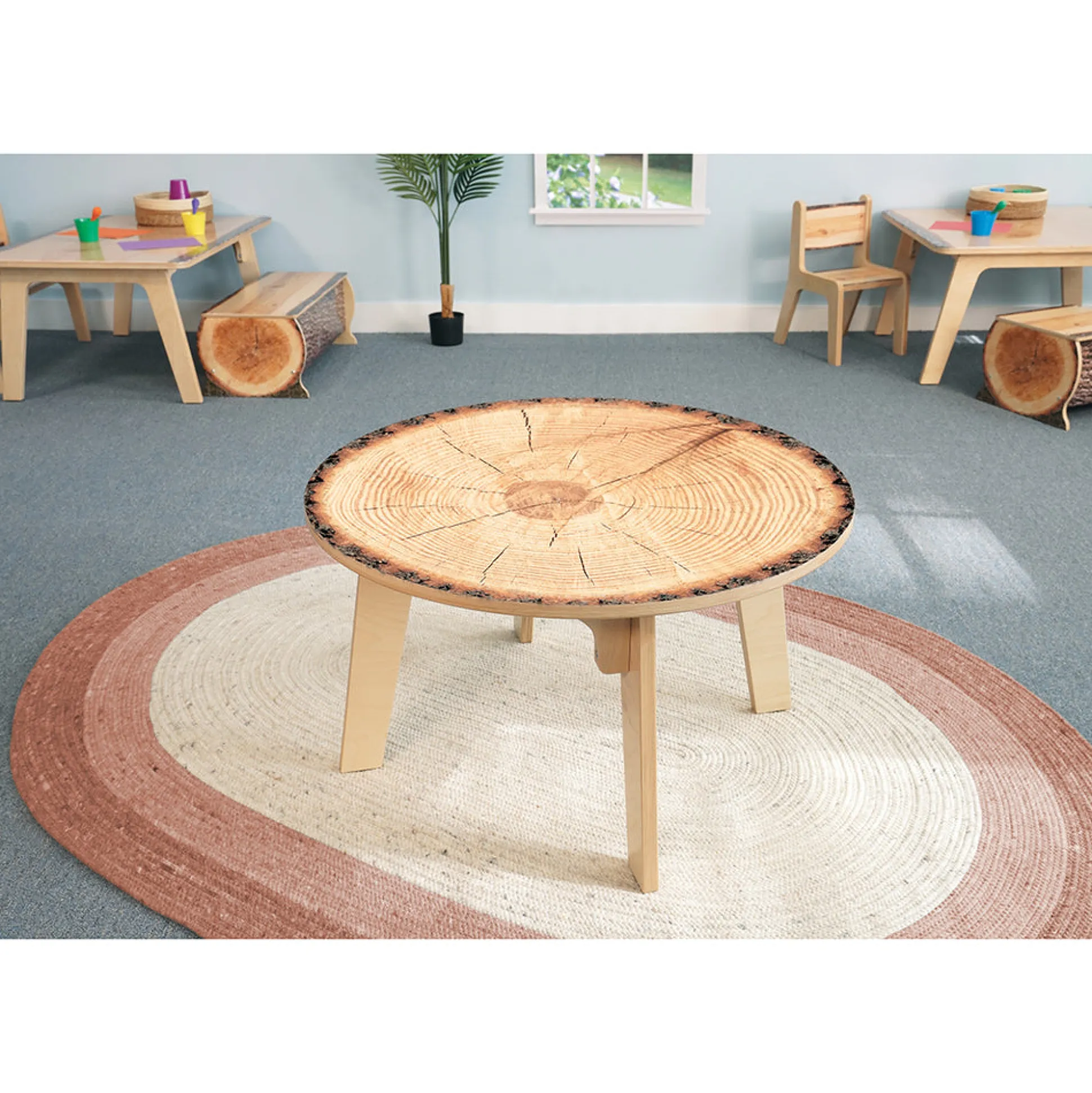 Nature View Live Edge Round Activity Table | 18" High Nature-Inspired Classroom Table