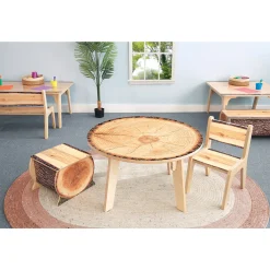 Nature View Live Edge Small Log Bench | 10" High Realistic Nature-Inspired Classroom Seating