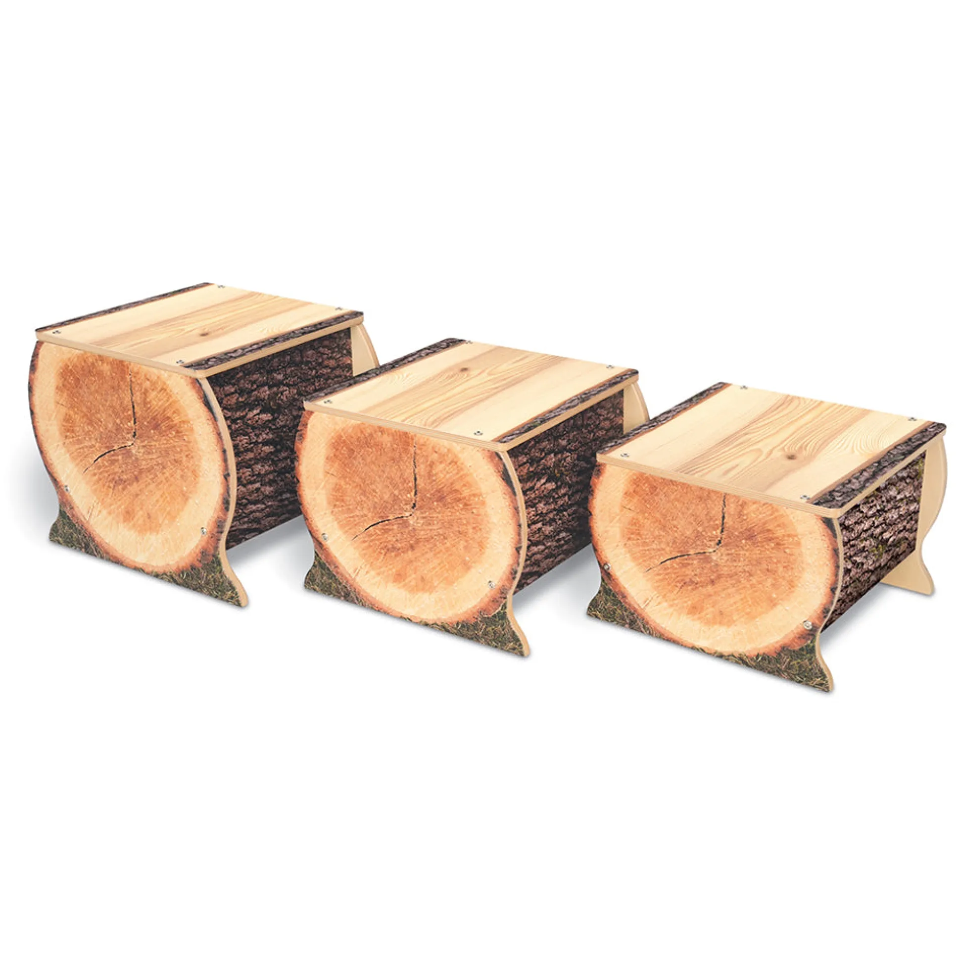 Nature View Live Edge Small Log Bench | 10" High Realistic Nature-Inspired Classroom Seating