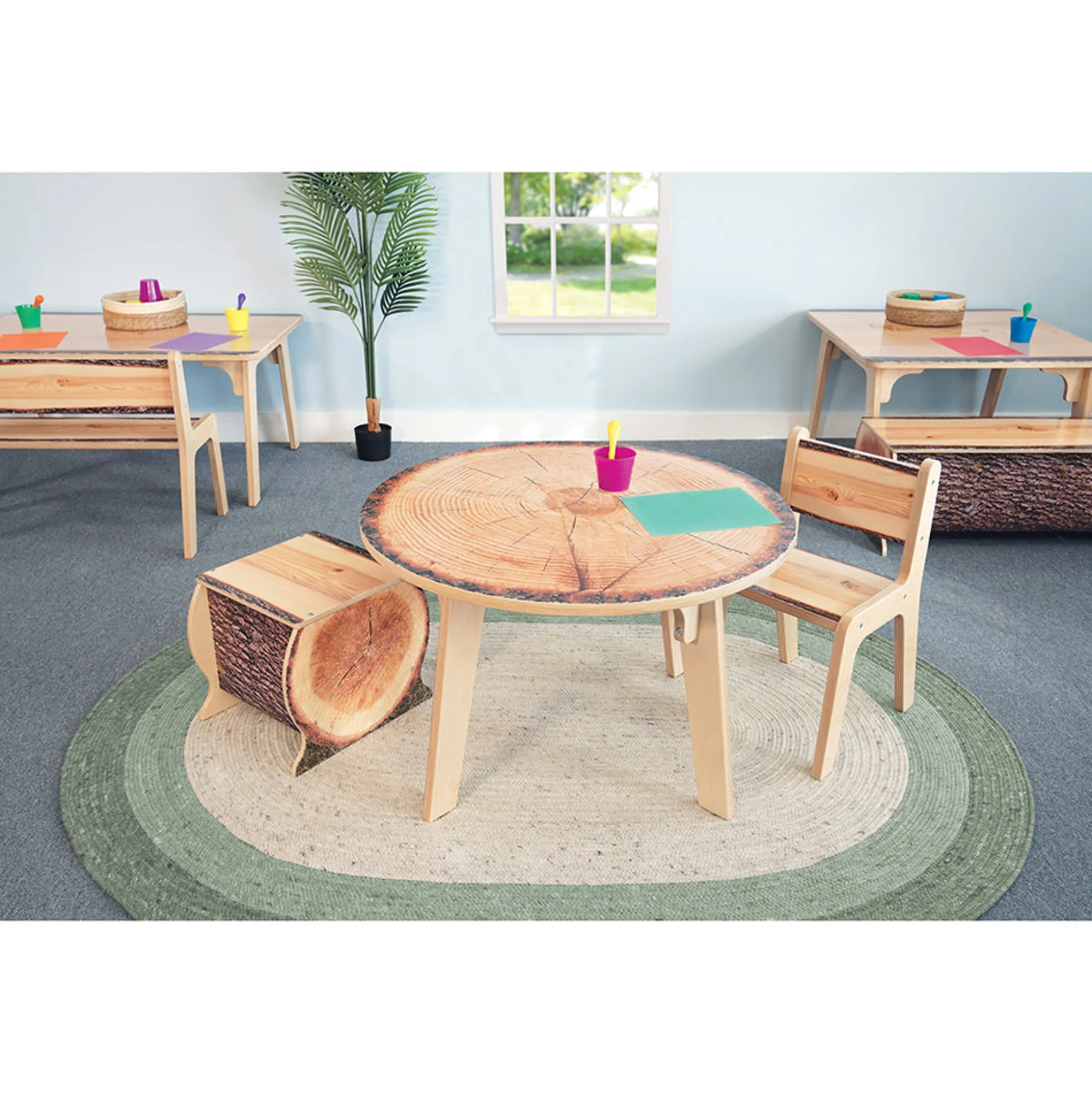 Nature View Live Edge Small Log Bench | 14" High Nature-Inspired Seating for Early Learning Spaces